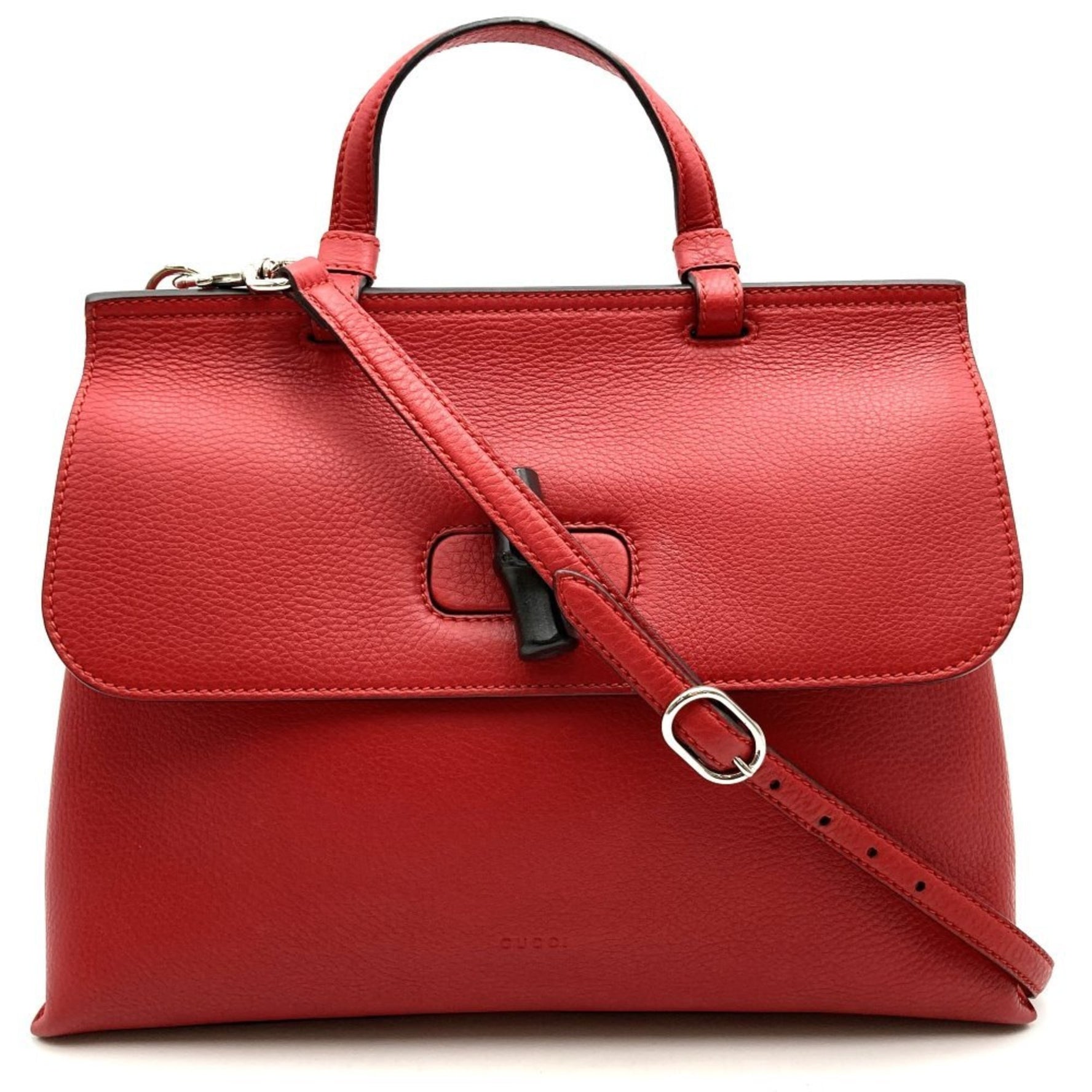 GUCCI Handbag Shoulder Bag Bamboo Red Leather