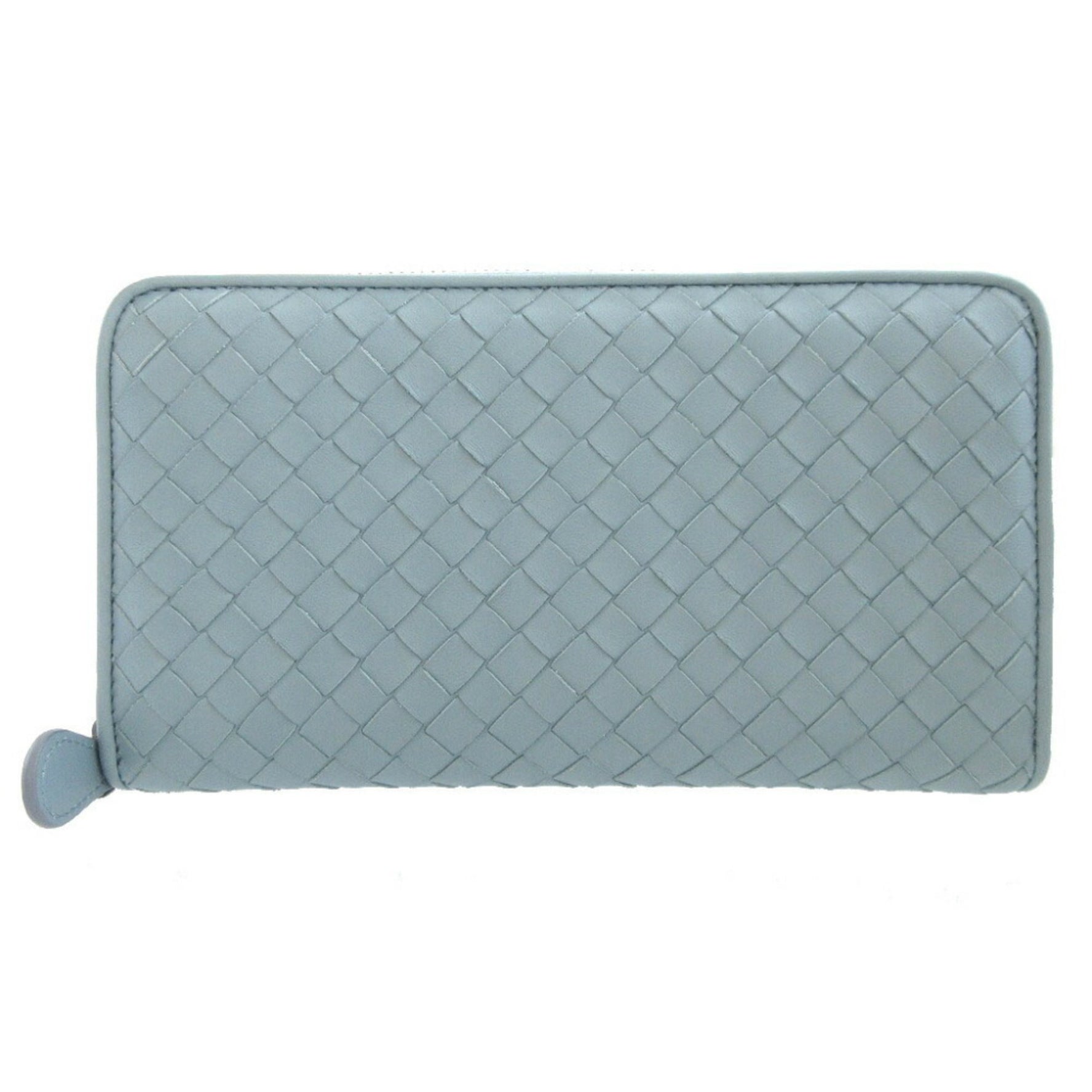Bottega Veneta Intrecciato Leather Light Blue Round Long Wallet VENETA