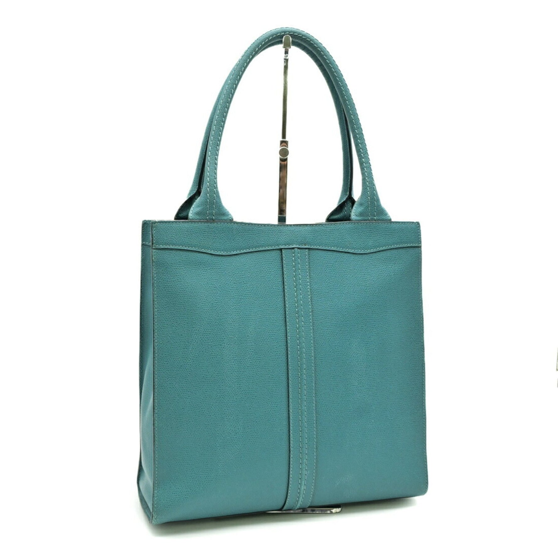 VALEXTRA Punch Small Tote Bag in Calf Leather, Blue