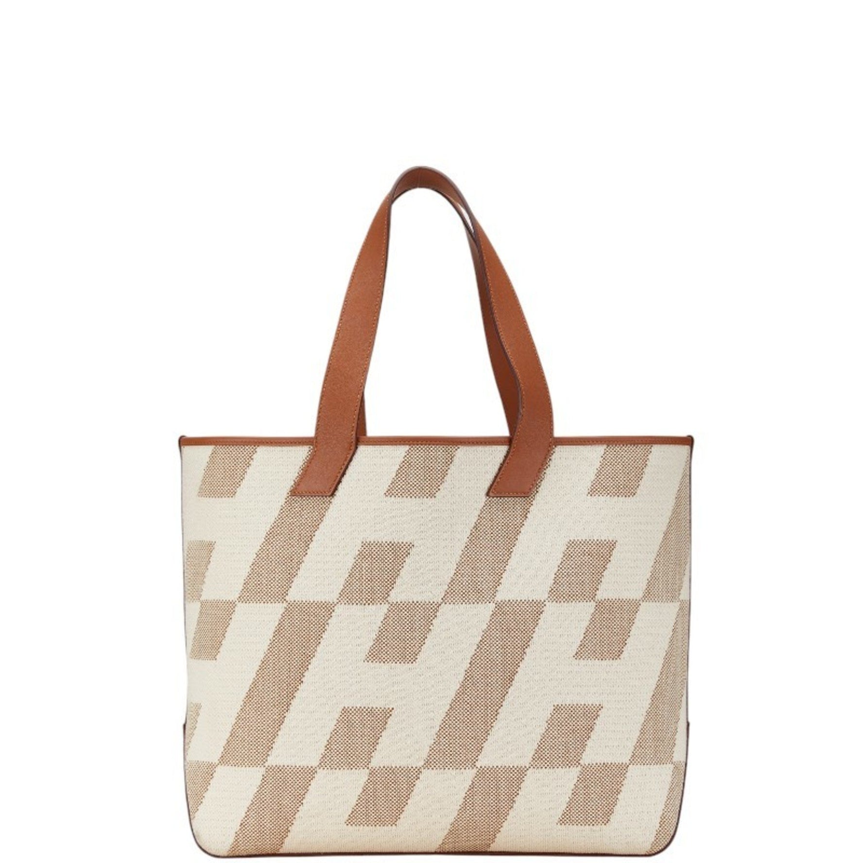 Hermes H Ambié GM Tote Bag Beige Brown Toile Leather