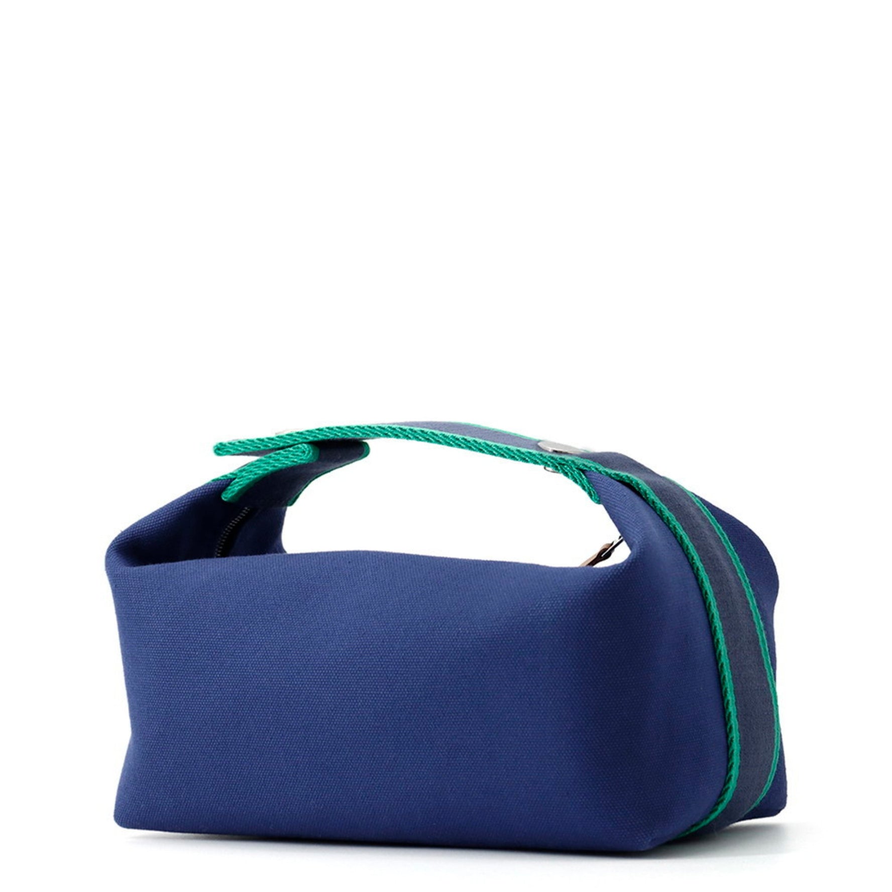 Hermes Hermès Bride à Black PM Pouch, Navy and Green Canvas, Bag