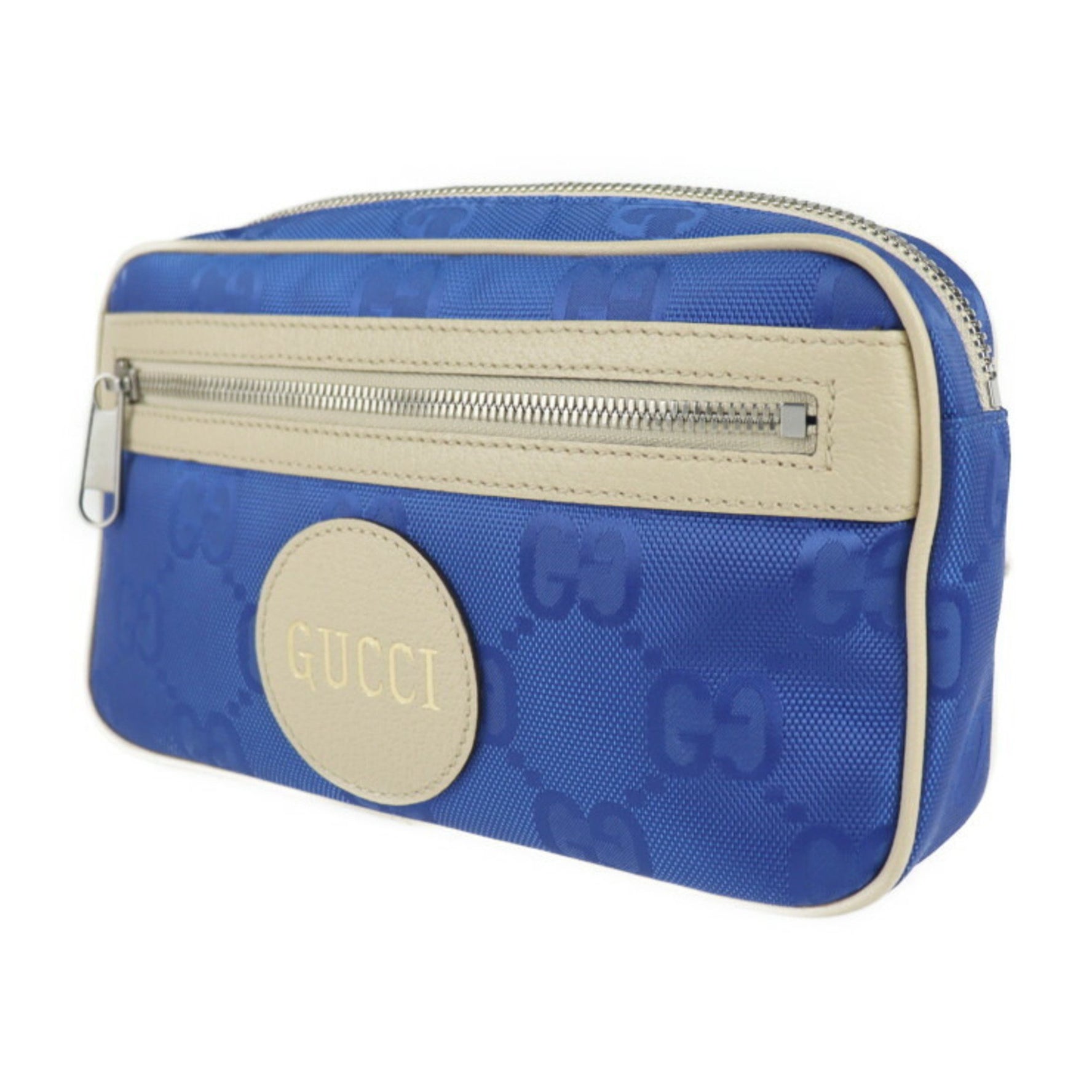 GUCCI Off The Grid Belt Bag Body Nylon Leather Blue Beige Pouch Waist One Shoulder Japan Limited