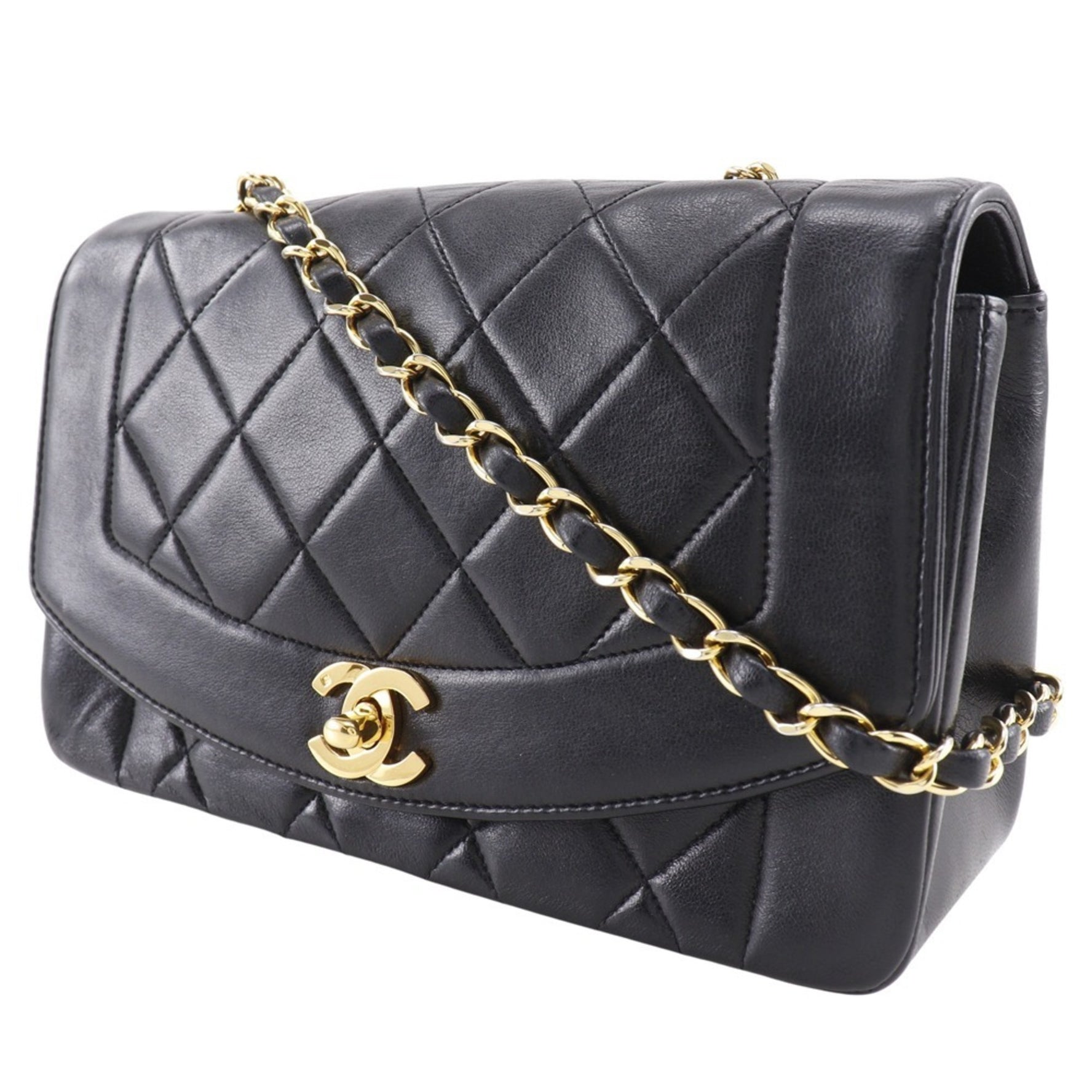 CHANEL Diana 22 Chain Shoulder Bag Matelasse Lambskin Turnlock ChainShoulder