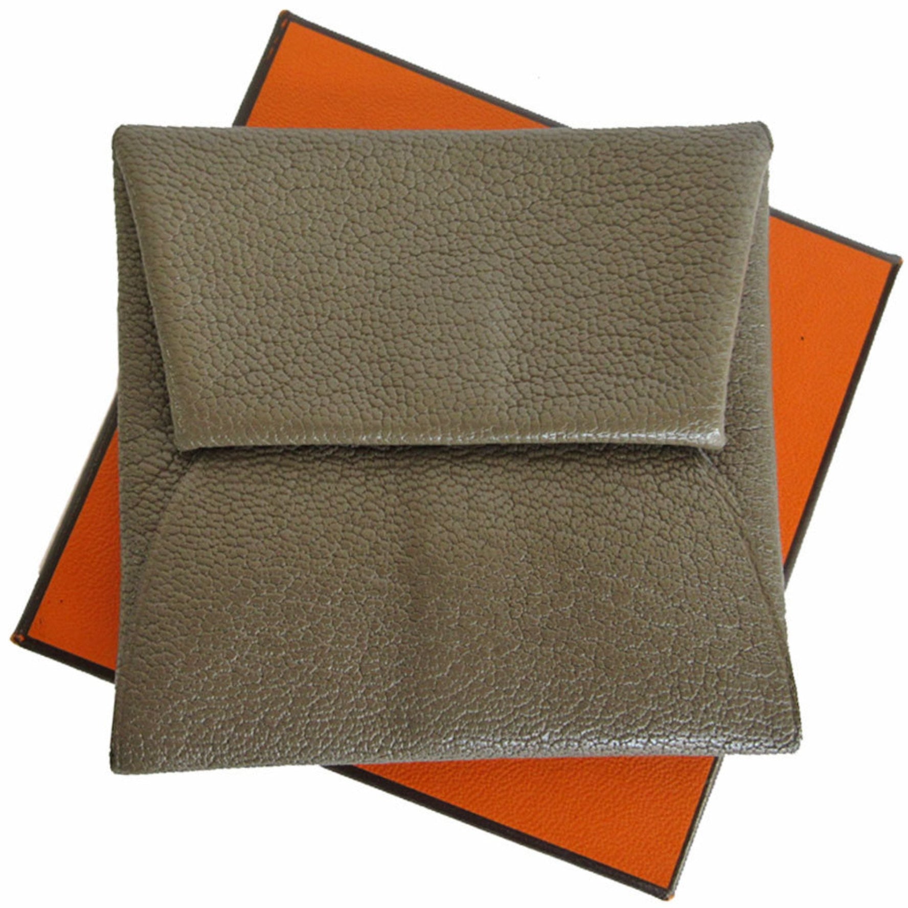 Hermes Wallet/Coin Case Bastia Leather Greige