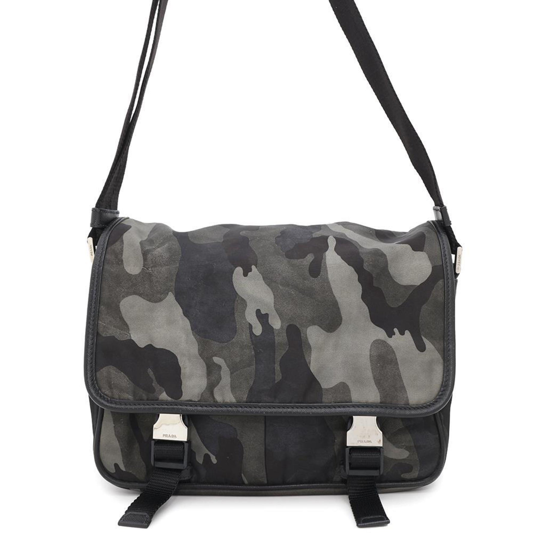 Prada Shoulder Bag Camouflage Pattern Nylon Black