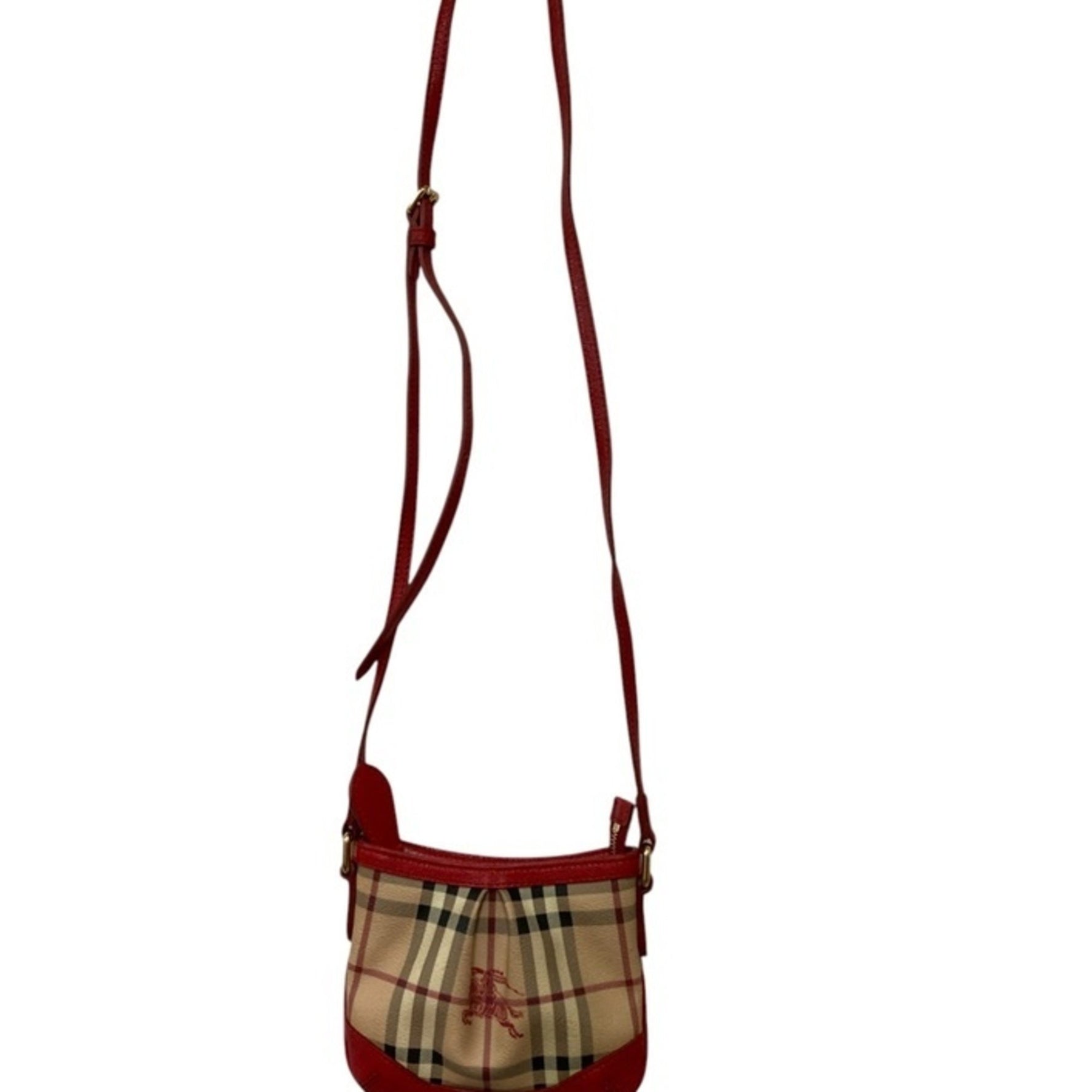 BURBERRY Nova Check Shoulder Bag Red Beige