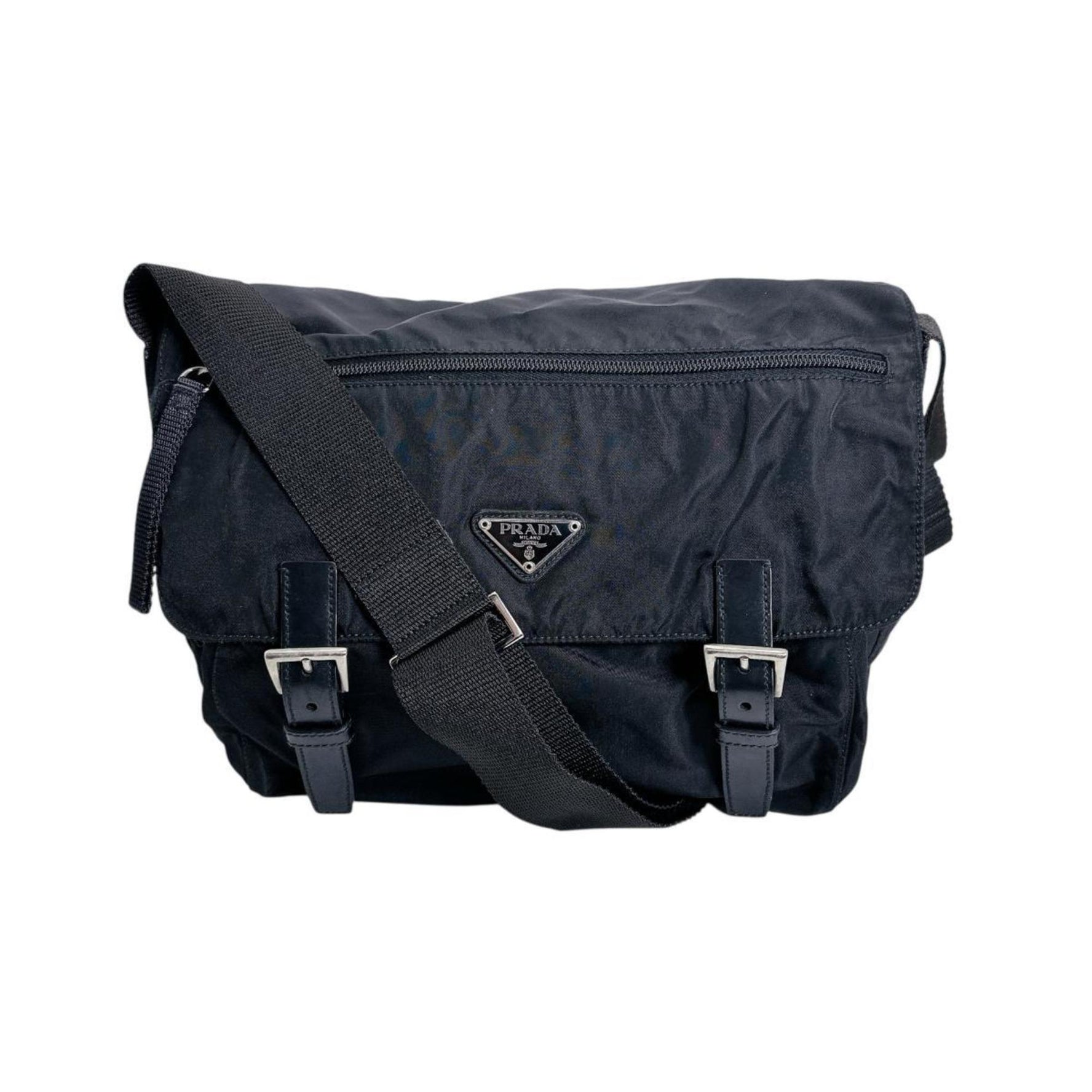Prada shoulder bag, crossbody triangle logo, nylon