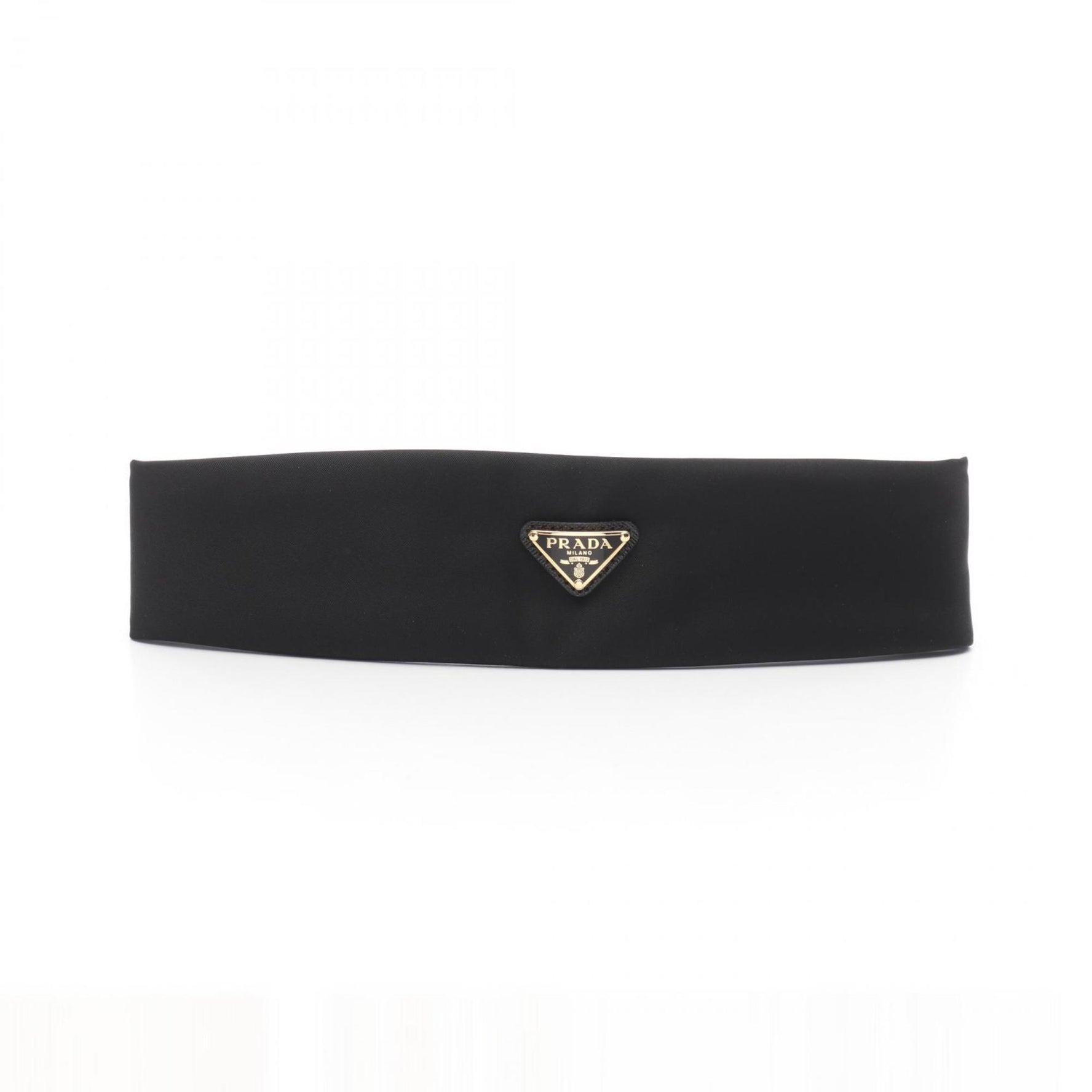 PRADA Triangle Plate Headband Nylon Black Gold