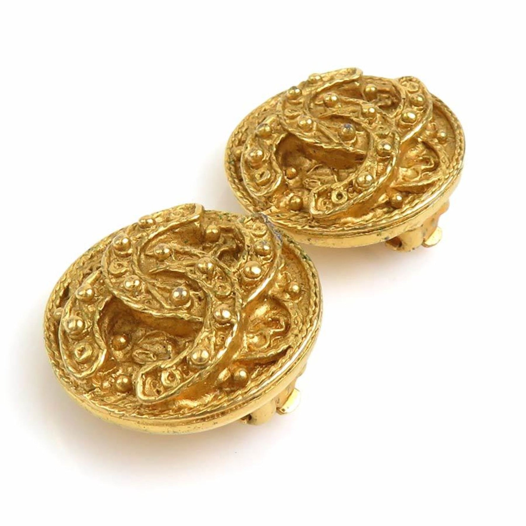 CHANEL Coco Mark Metal Earrings