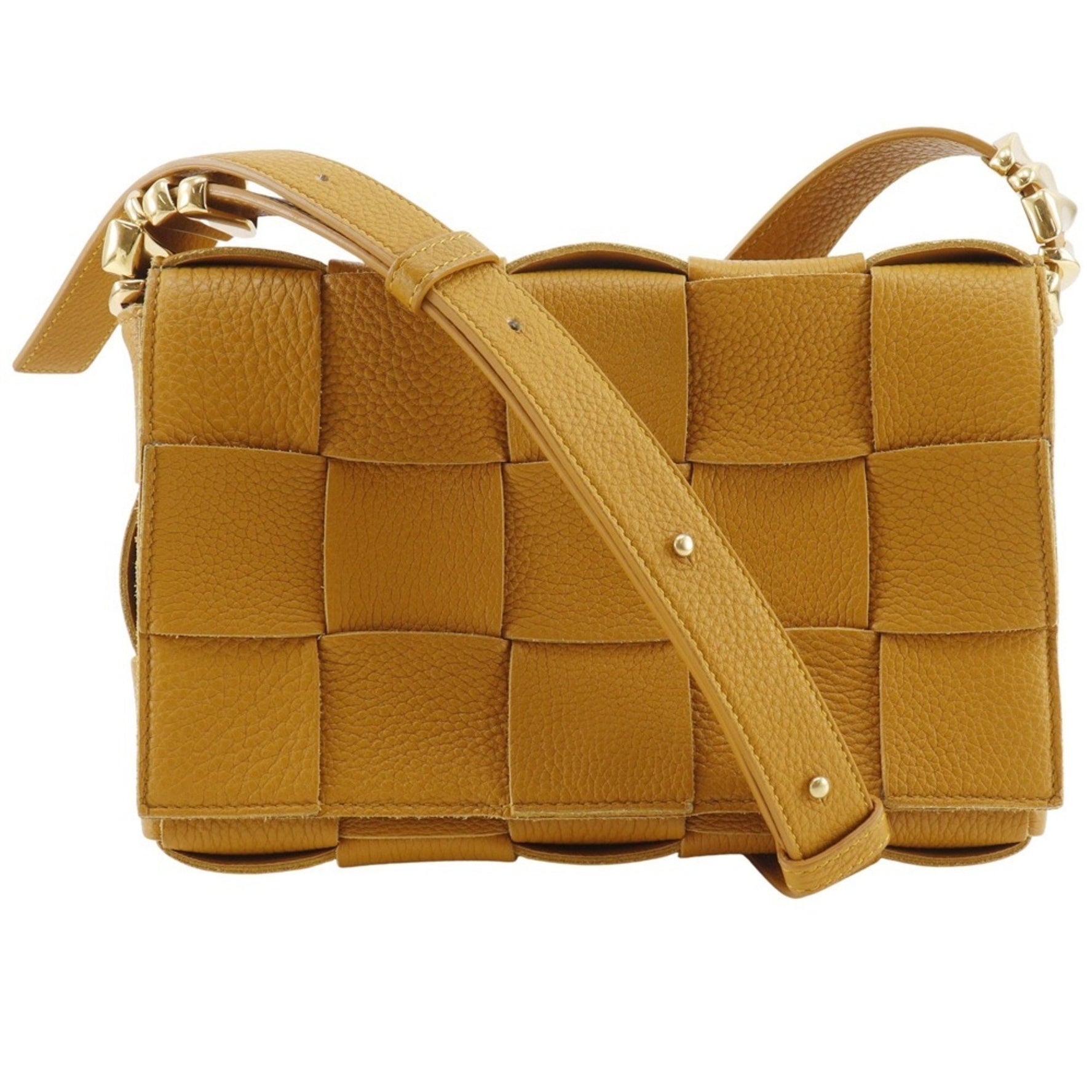 Bottega Veneta Cassette Shoulder Bag, Intrecciato Leather, Calfskin, Camel, Magnetic Cassette
