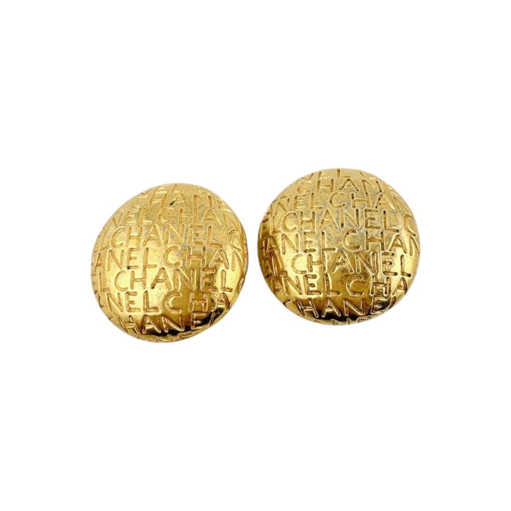 CHANEL Earrings Vintage Round Metal