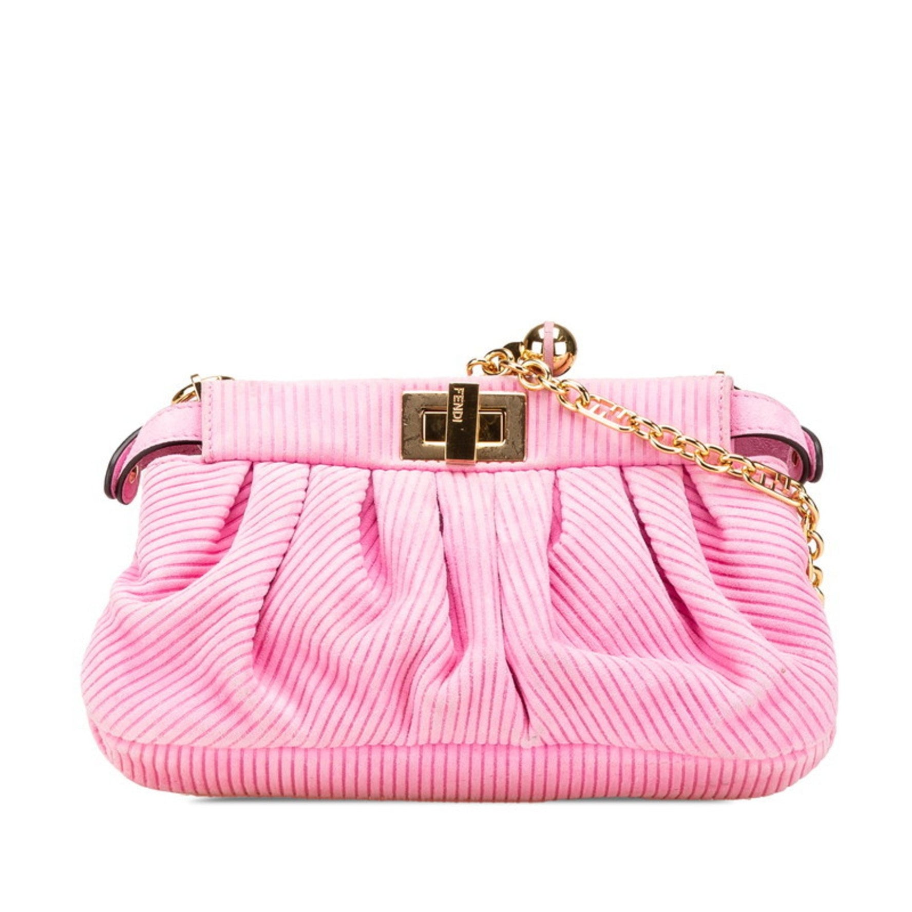Fendi Peekaboo Click Chain Shoulder Bag Suede