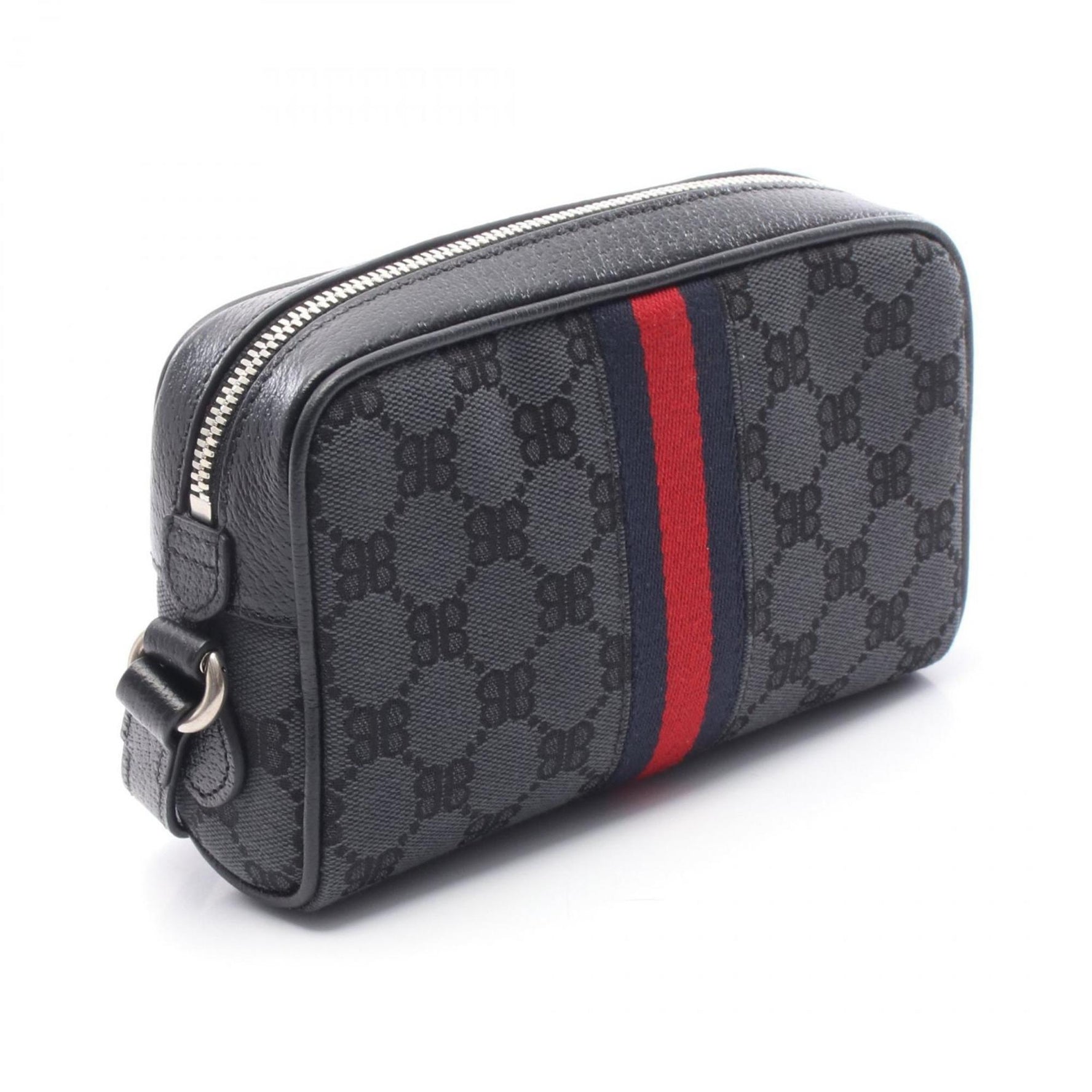 Balenciaga x Gucci The Hacker Project Web Line Shoulder Bag, Canvas and Leather, Black, Navy, Red
