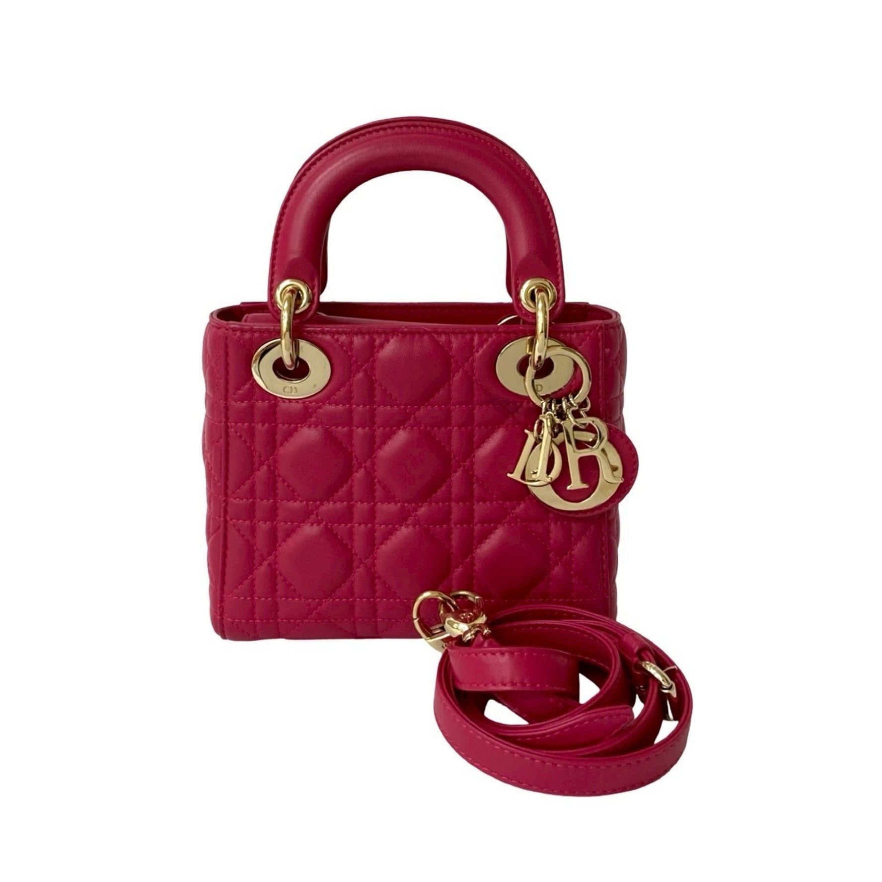 Christian Dior Lady Cannage Stitch Leather Handbag/Shoulder Bag