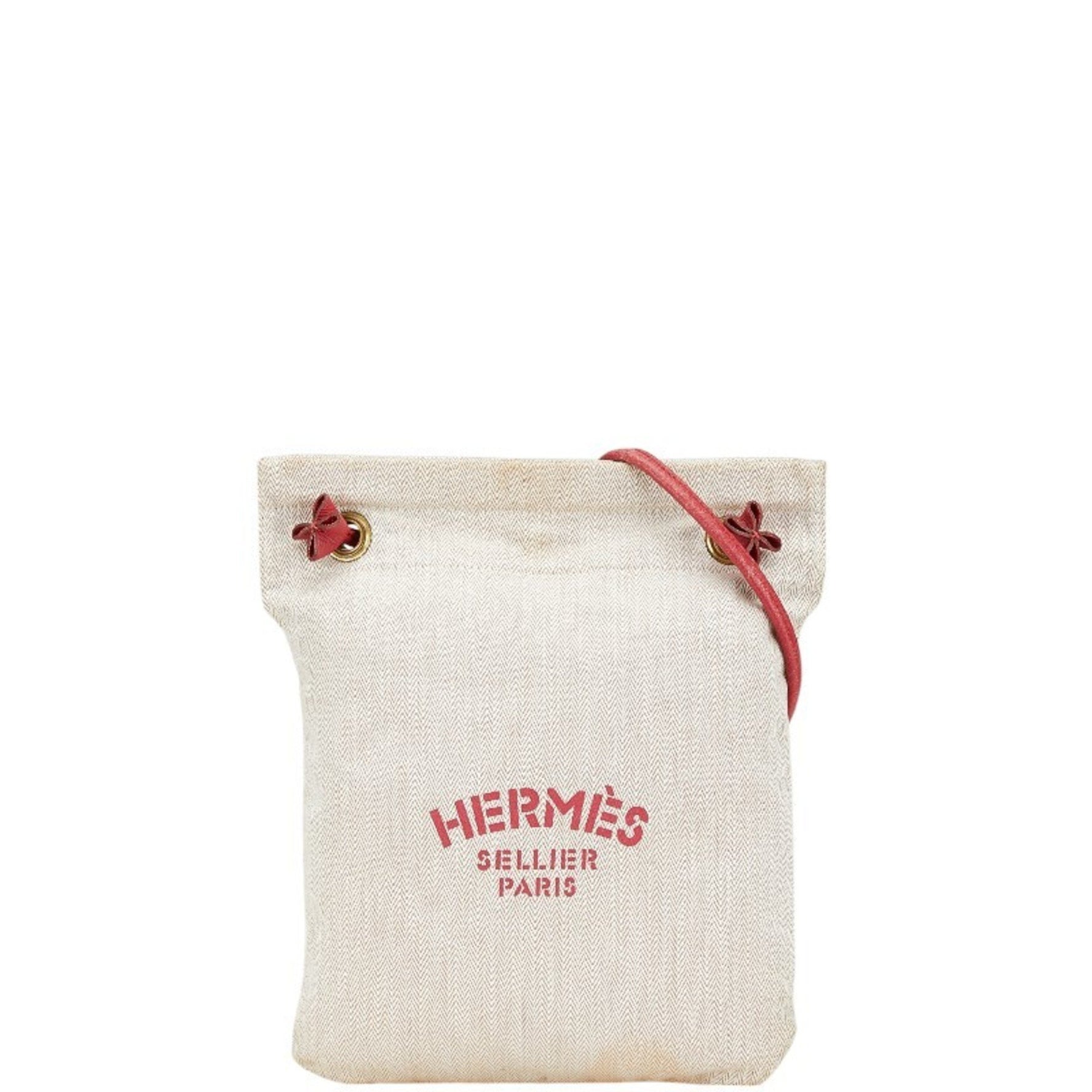 Hermes Aline PM Bag Beige Red Cotton Leather