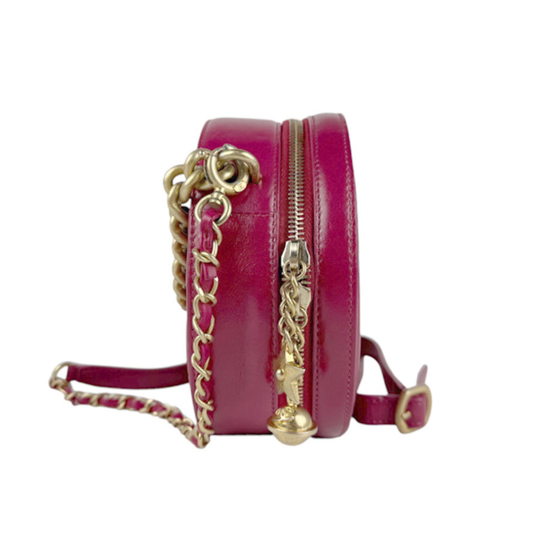 CHANEL Shoulder Bag Handbag Leather Metal Bordeaux Gold