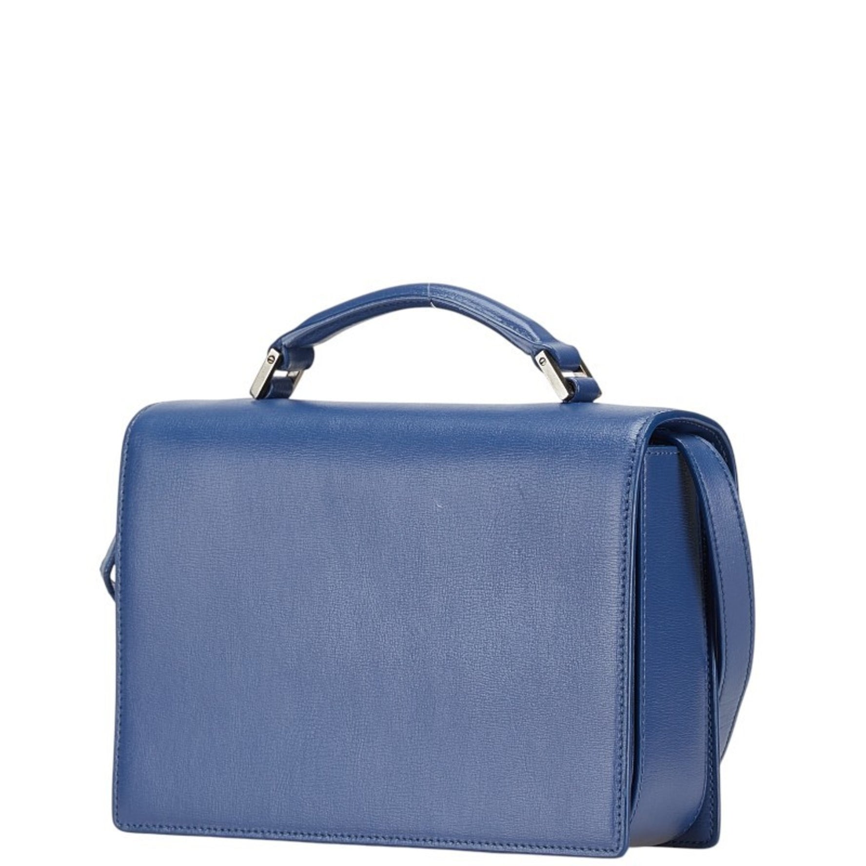Saint Laurent Medium Belle Chasse Handbag/Shoulder Bag, Blue and Silver Leather, SAINT LAURENT