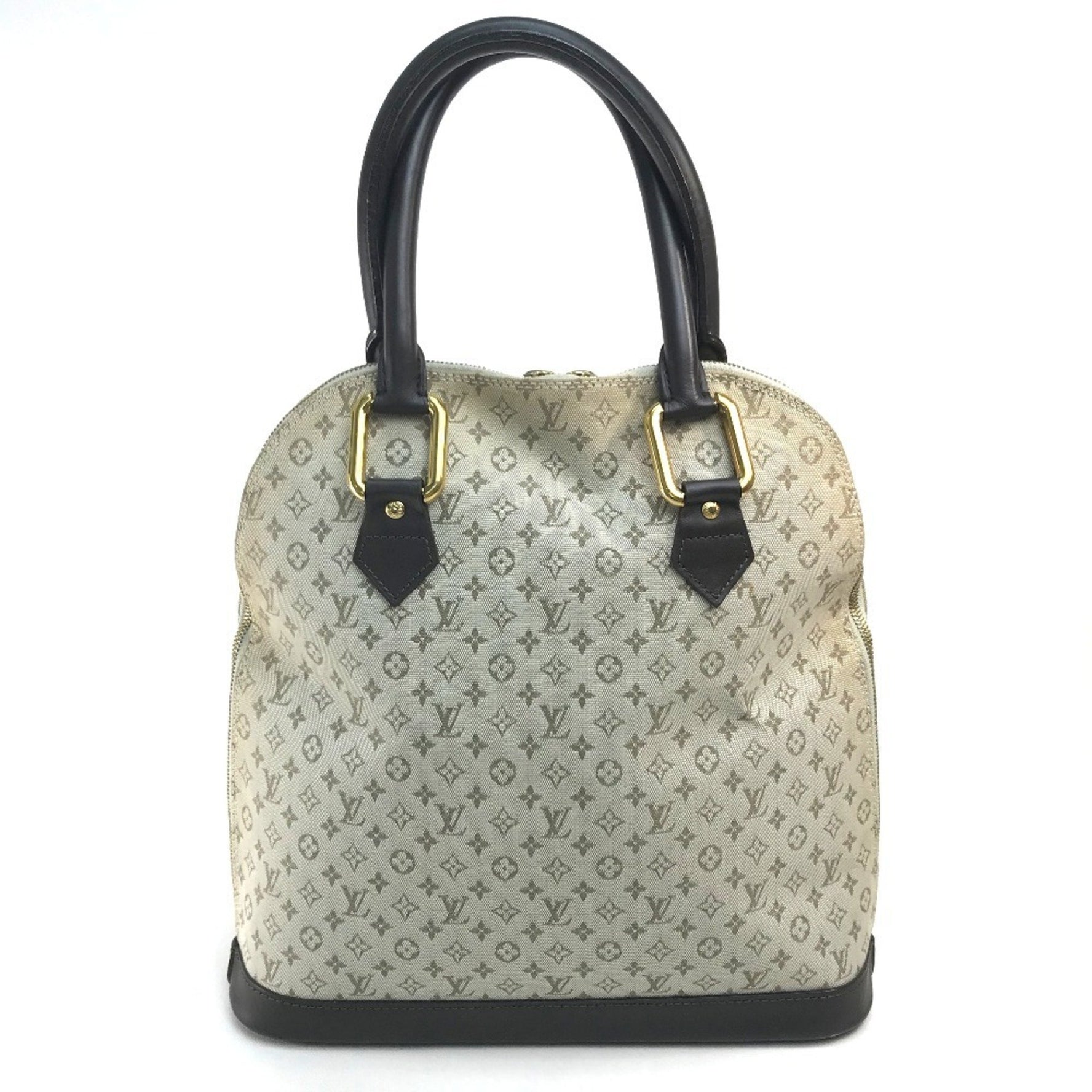 Louis Vuitton Monogram Mini Alma O Vertical Handbag, Canvas, Khaki, Khaki x Dark Brown