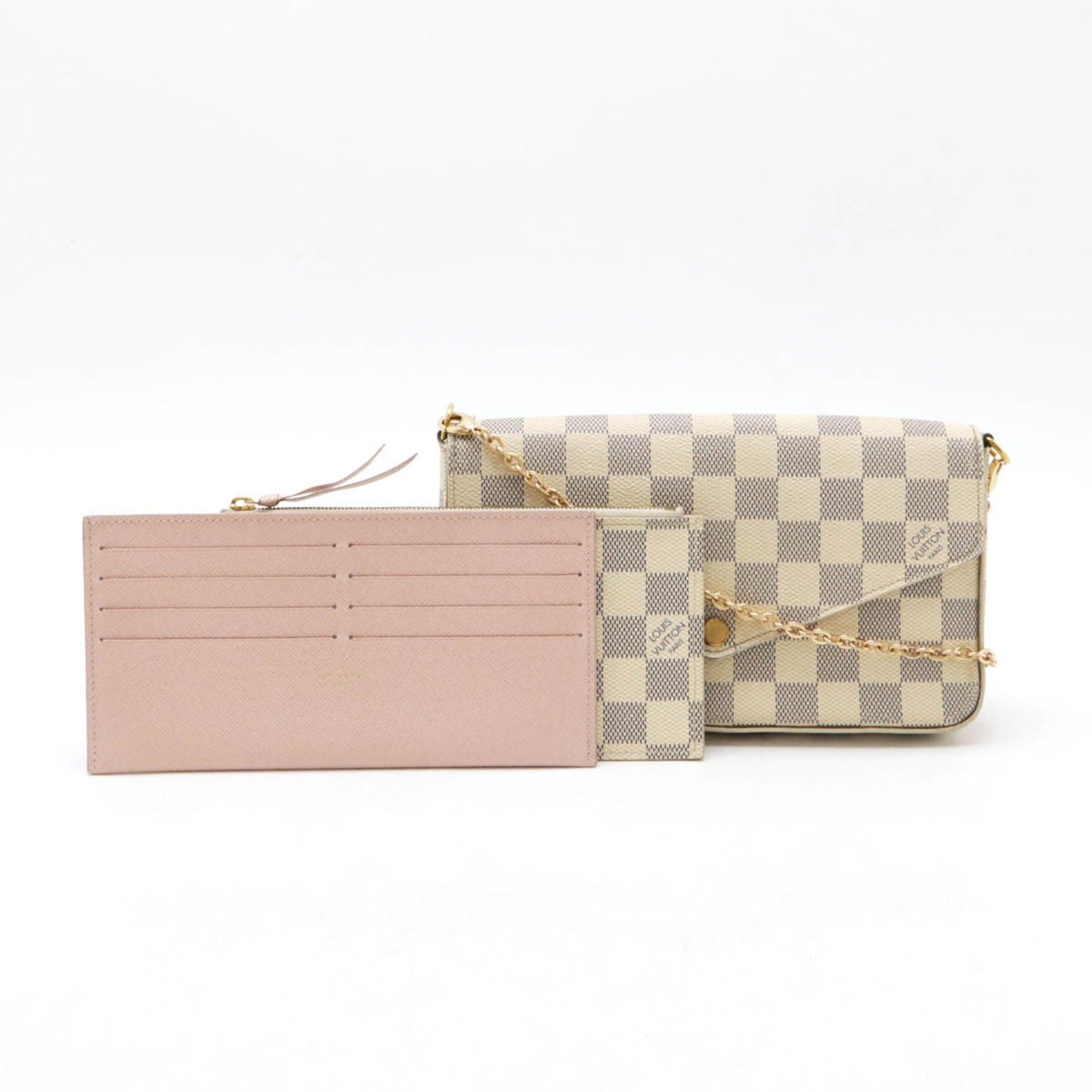 Louis Vuitton Damier Azur Pochette Felicie Shoulder Bag Chain Clutch