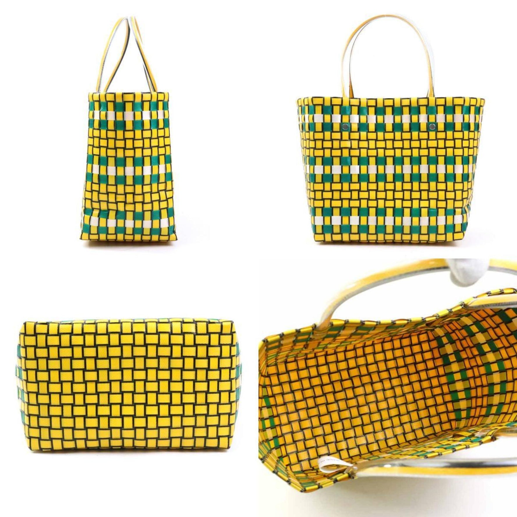 MARNI Handbag FLOWER CAFE Polypropylene Yellow x Green