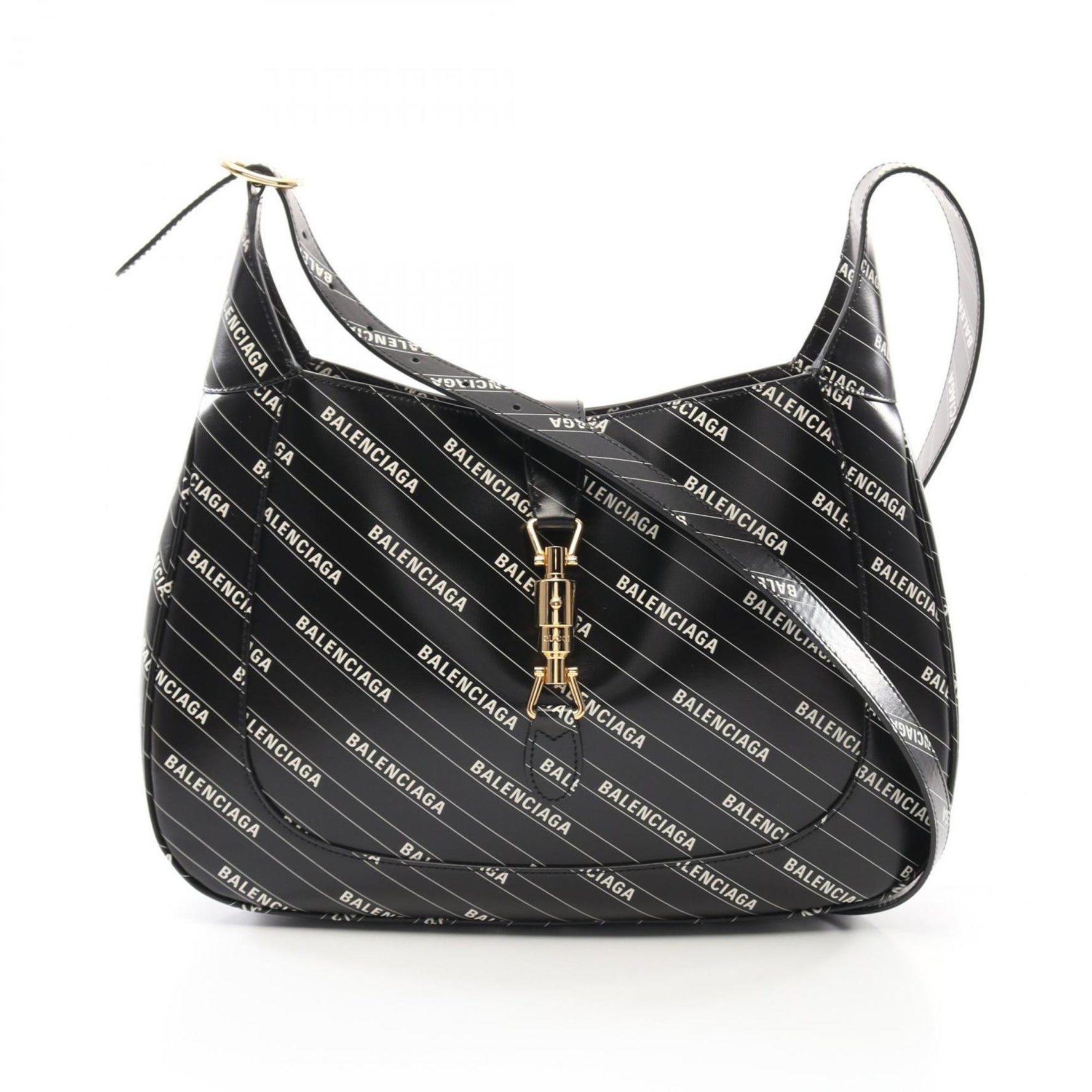 BALENCIAGA x GUCCI Hacker Jackie 1961 Shoulder Bag Leather Black White