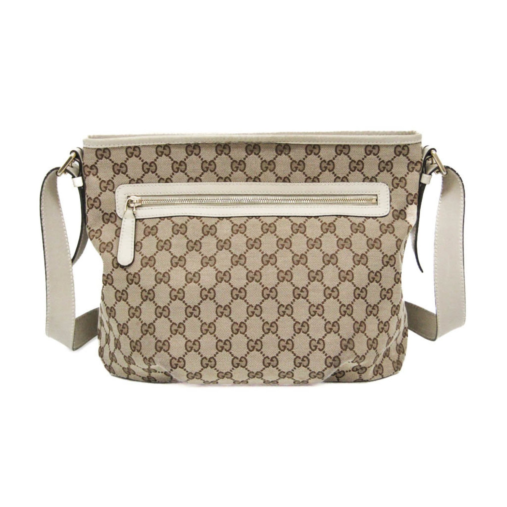 Gucci GG Canvas GG Canvas,Leather Shoulder Bag Beige,Brown