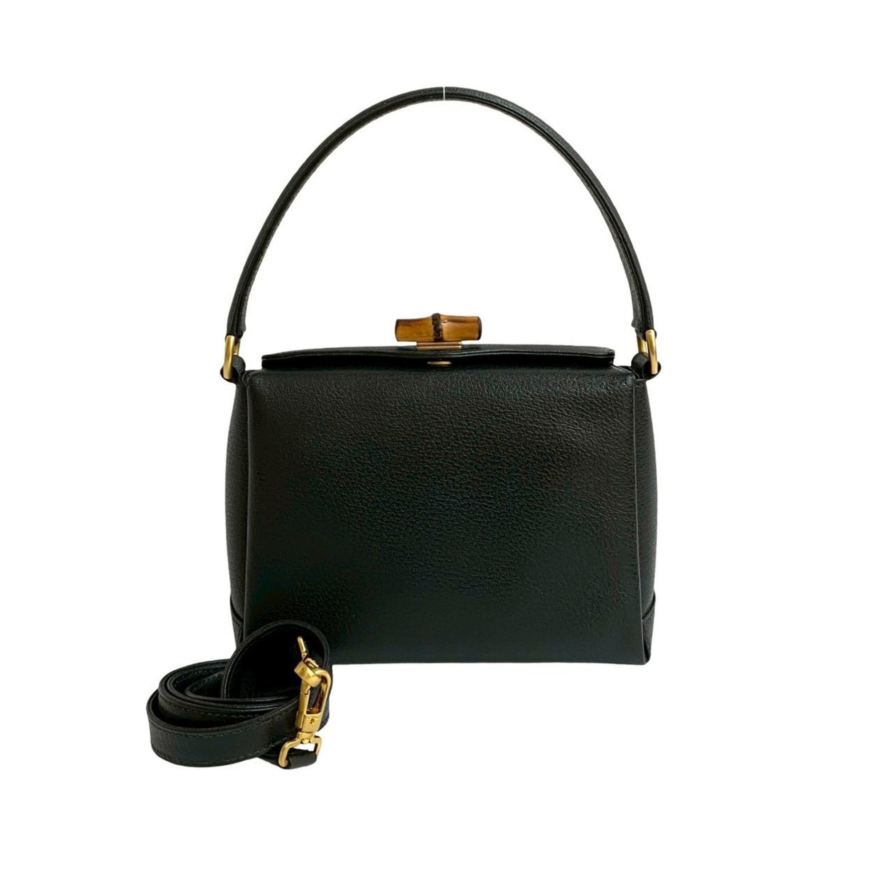 GUCCI Old Turnlock Bamboo Leather Handbag/Shoulder Bag