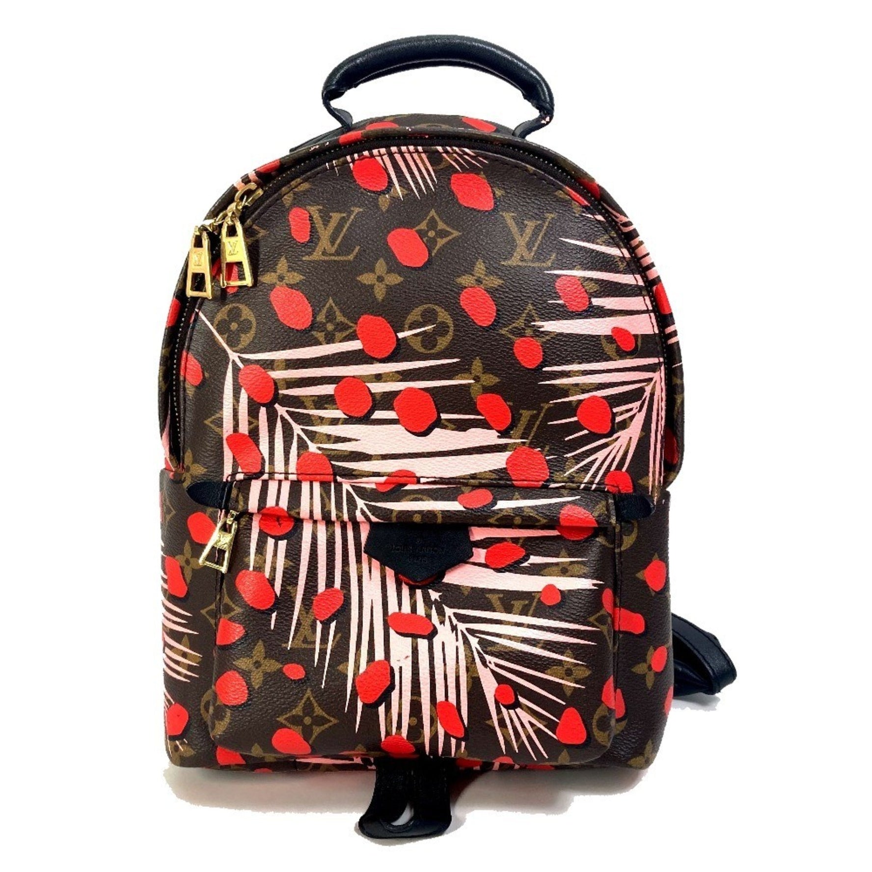 Louis Vuitton Monogram Palm Springs PM Jungle Dot Backpack in Canvas, Brown, Pink, and Red