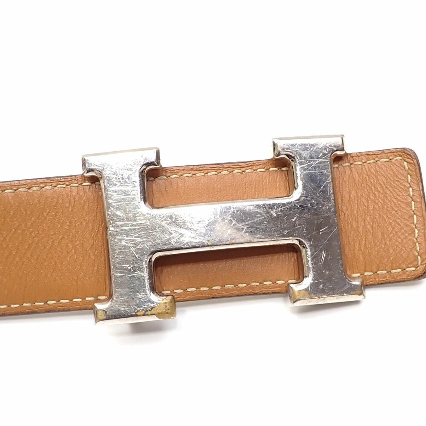 Hermes Constance Leather Belt Brown, White, Reversible