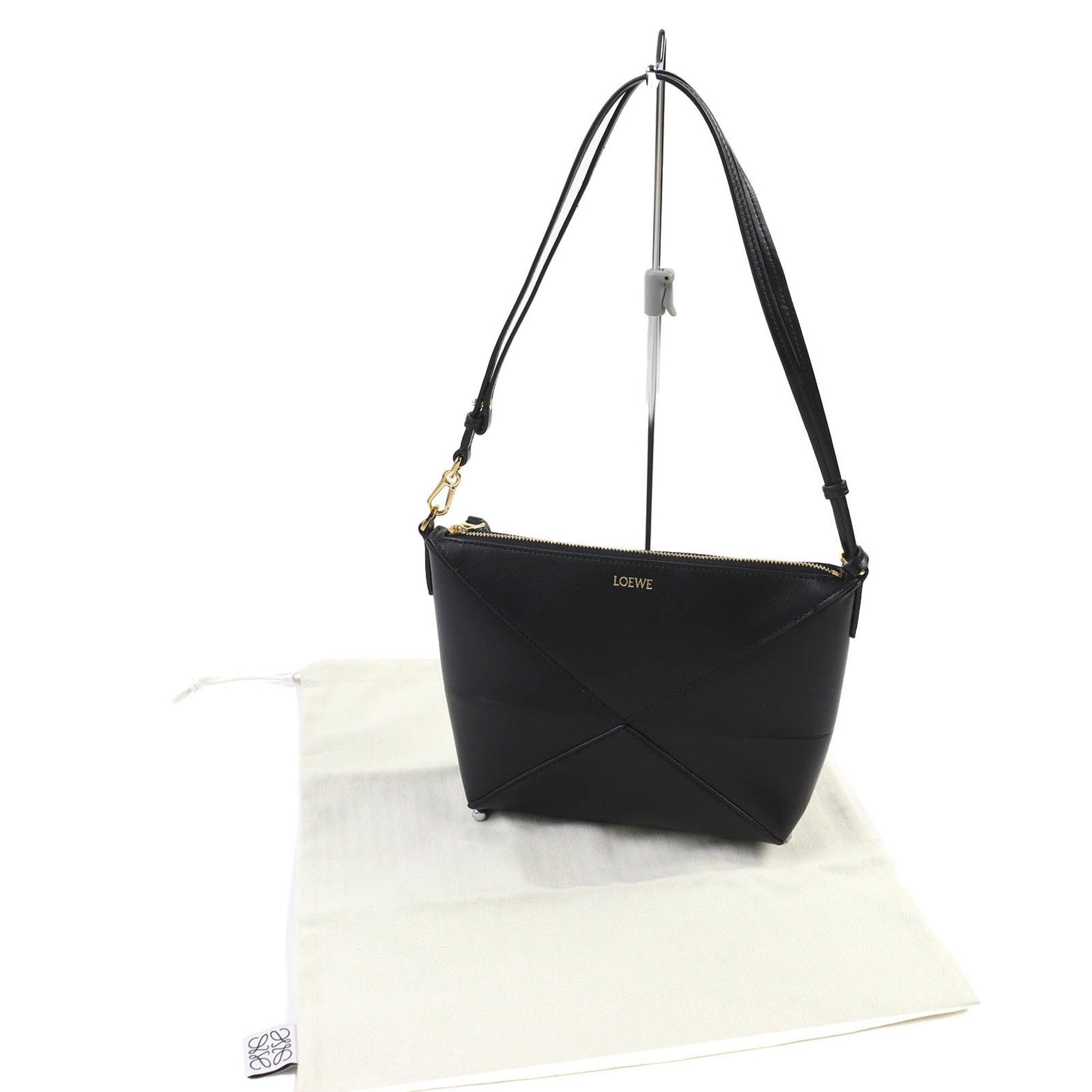 LOEWE Puzzle Fold Pouch Leather and Shiny Napa Calfskin Shoulder Pouch, Includes Dust Bag, Made in Spain