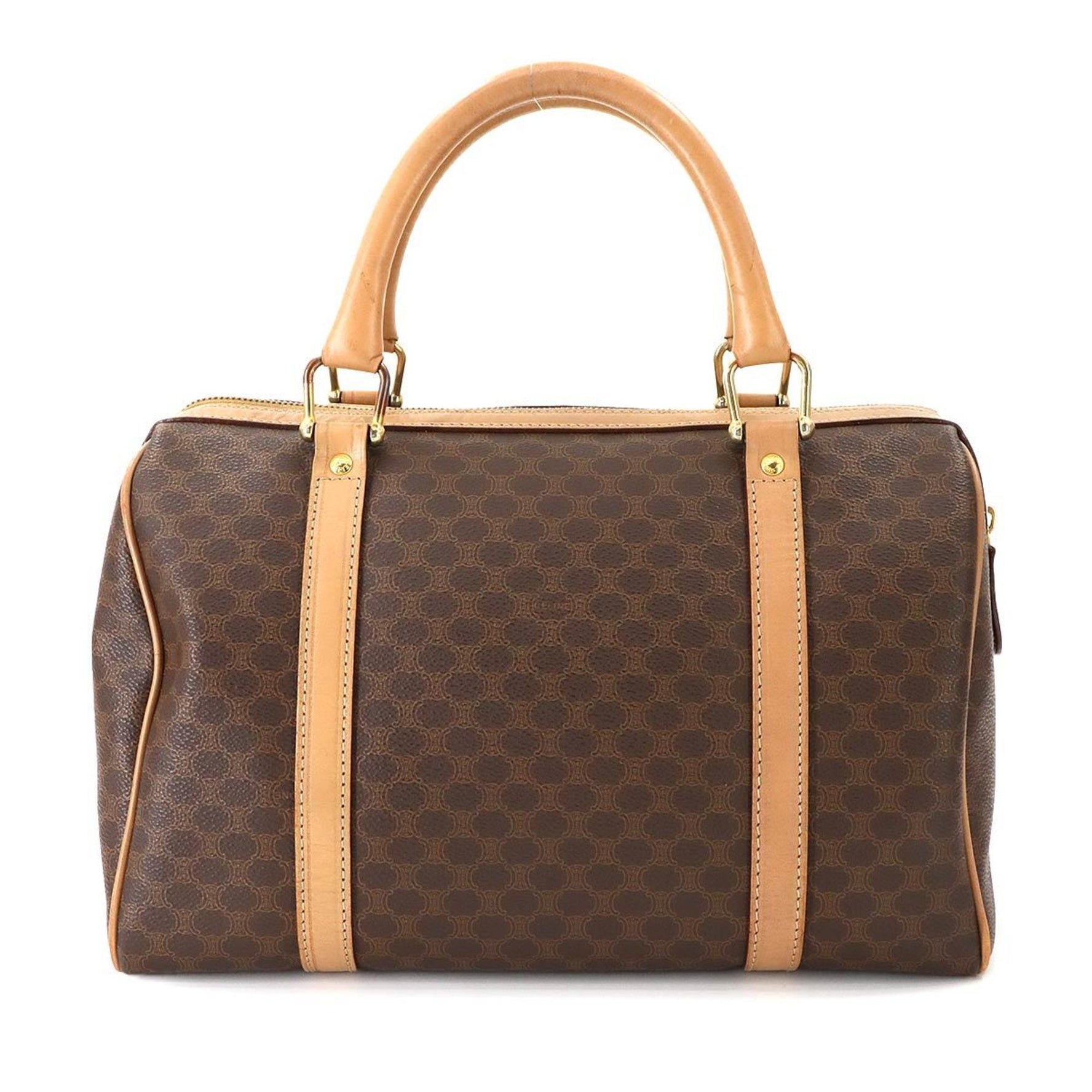 CELINE Macadam Boston Handbag Leather Gold Hardware Bag