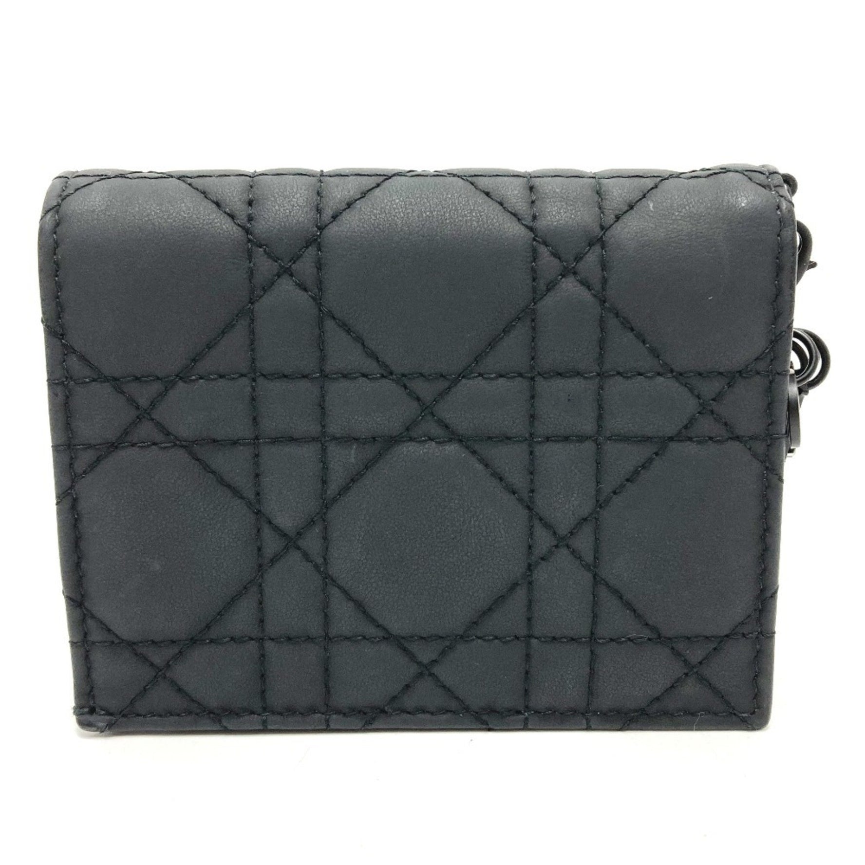 Christian Dior Dior Lady Mini Wallet Bi-fold Leather