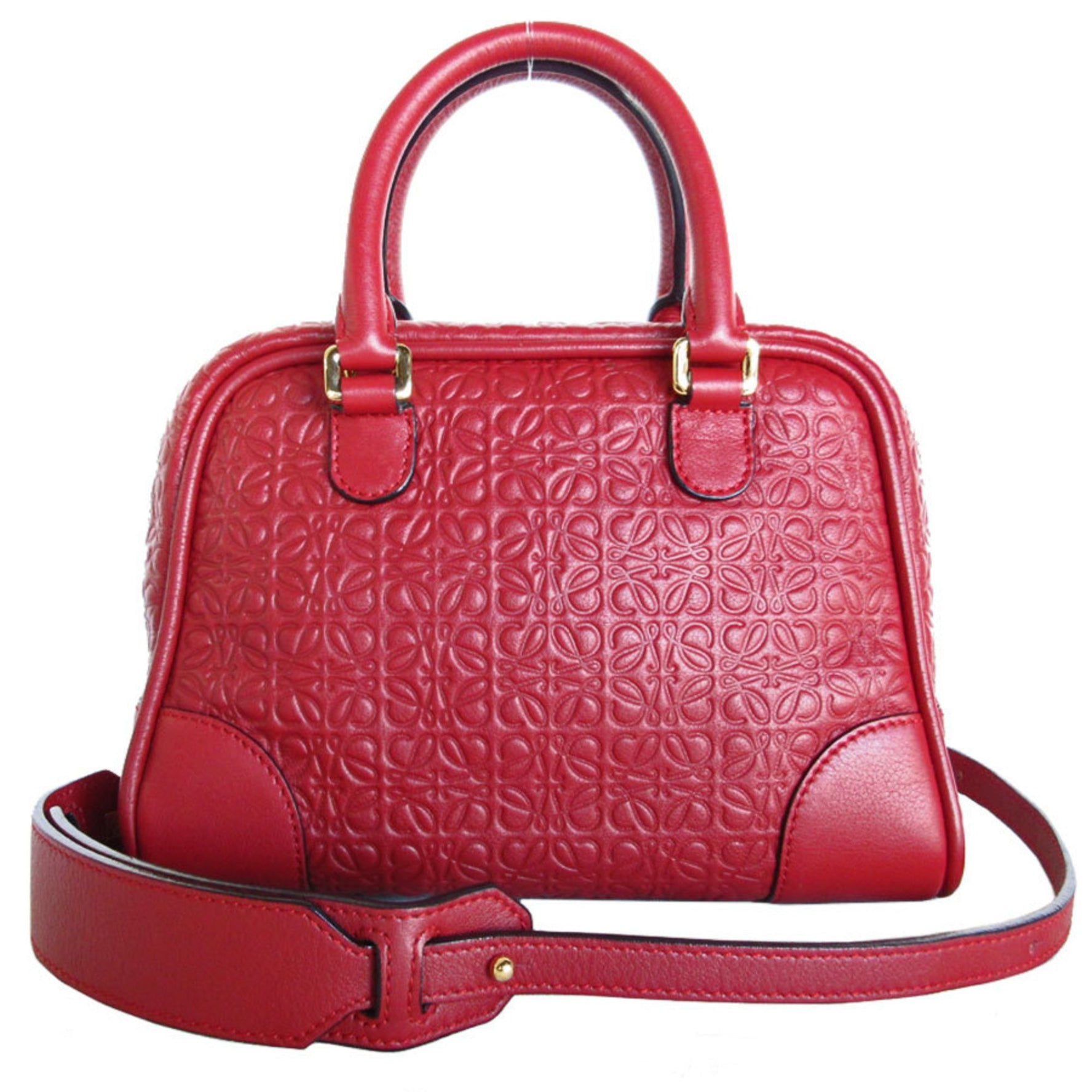 LOEWE handbag shoulder bag Amazona 75 leather dark red gold ladies
