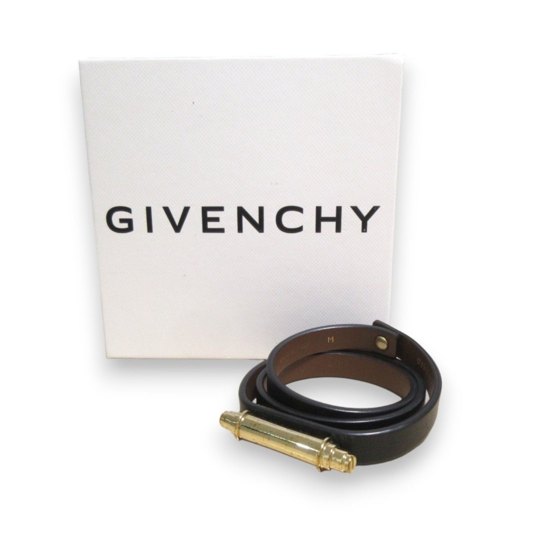 GIVENCHY OBSEDIA Leather Bracelet, Medium, Black x Gold Hardware