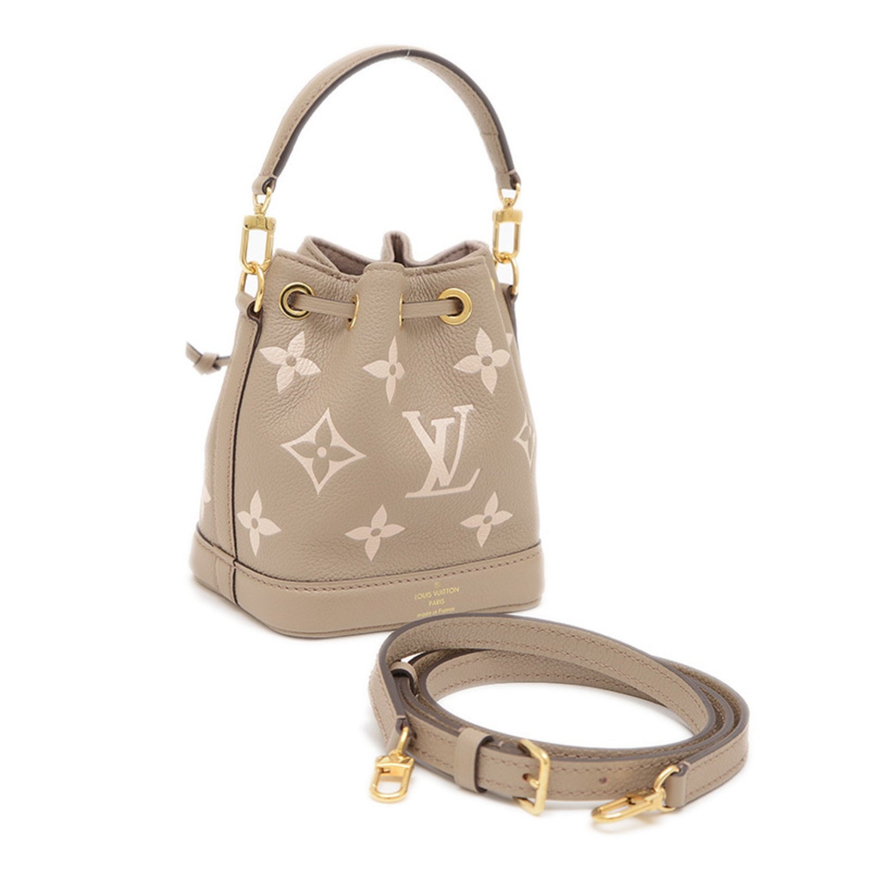 Louis Vuitton Monogram Empreinte Nano Noe Handbag/Shoulder Bag Tourterelle Creme