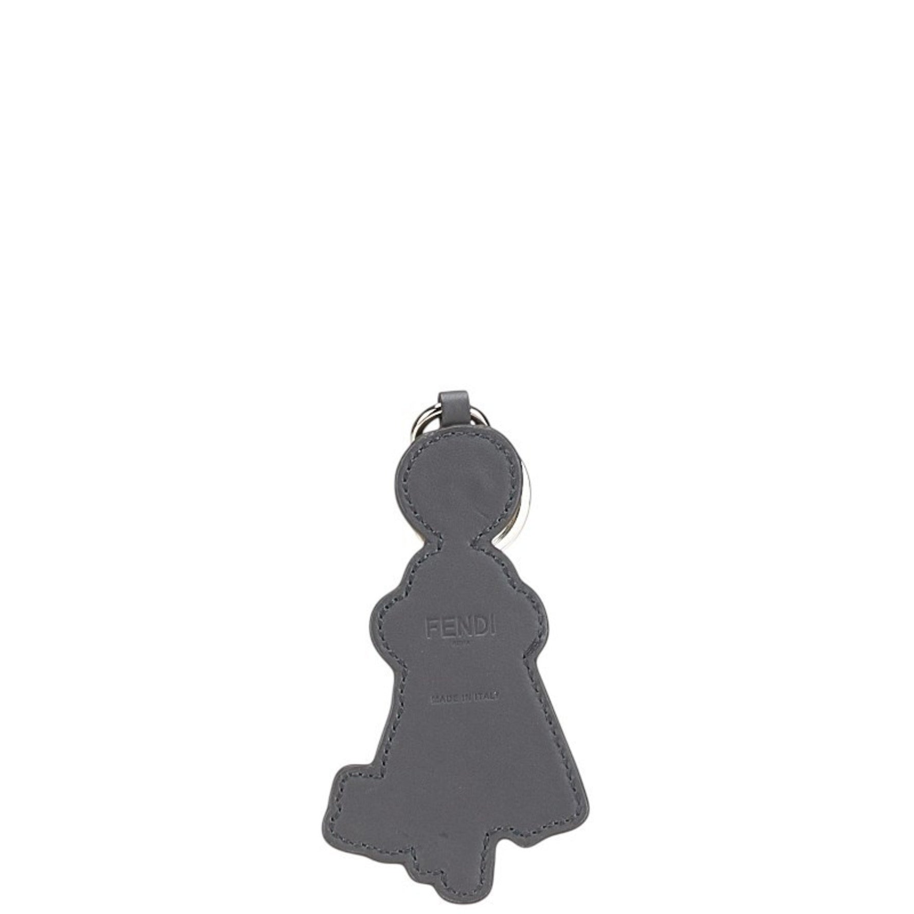 Fendi Key Motif Charm Keychain in Black Multicolor Leather