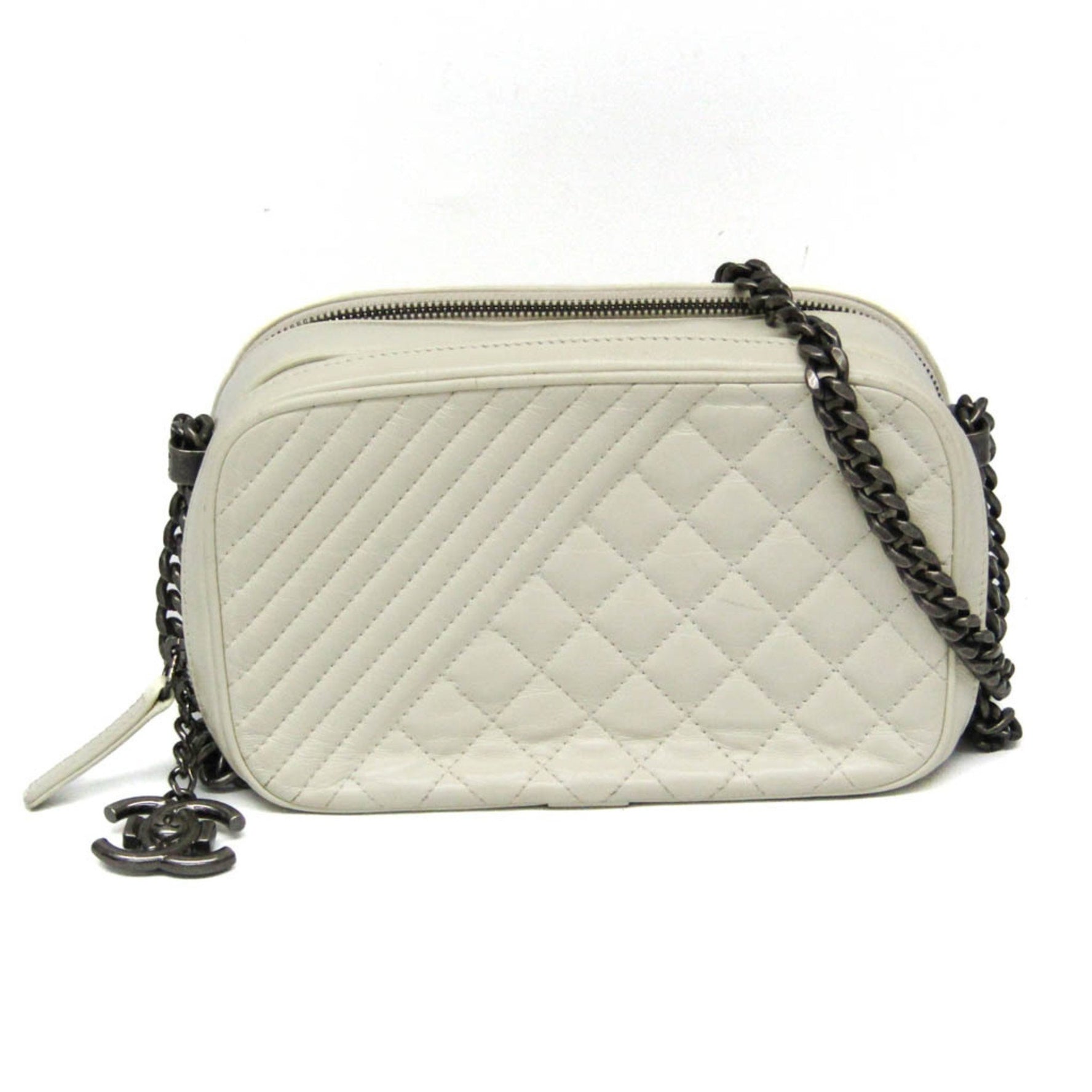 Chanel Boy Chanel Camera Bag A92656 Women's Leather Shoulder Bag Cream