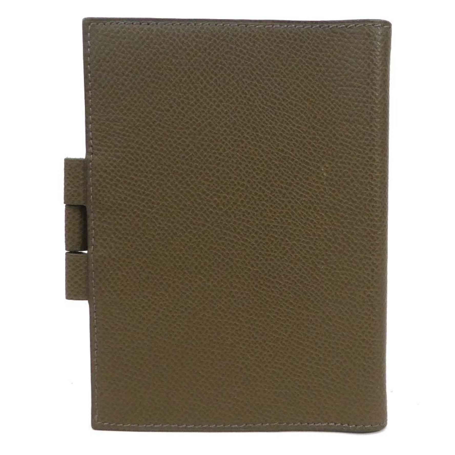 Hermès HERMES Leather Notebook Cover, Khaki Brown, Men's and