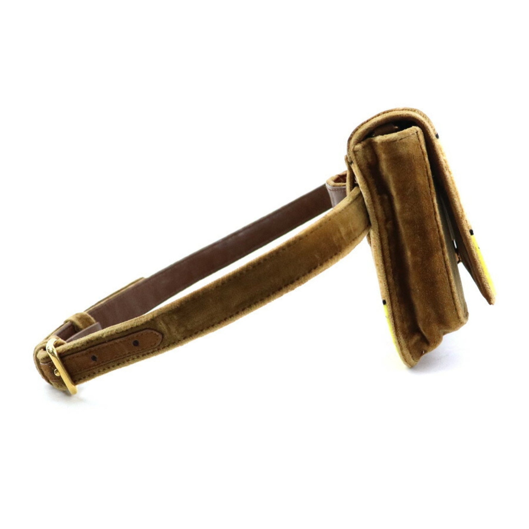 PRADA shoulder bag belt velvet brown magenta yellow gold women's e59774a
