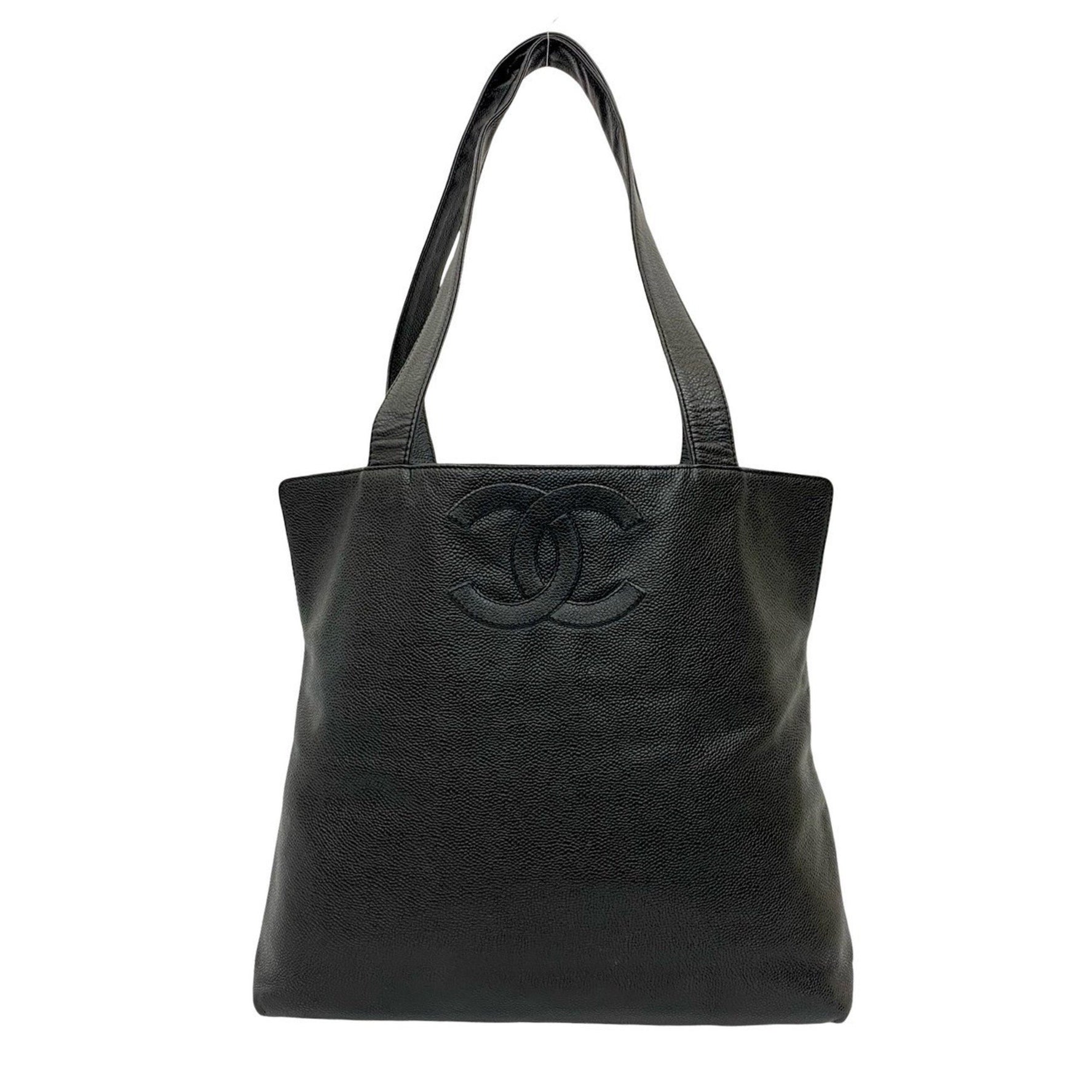 Seal No. 5 CHANEL Vintage Coco Mark Caviar Skin Tote Bag Handbag