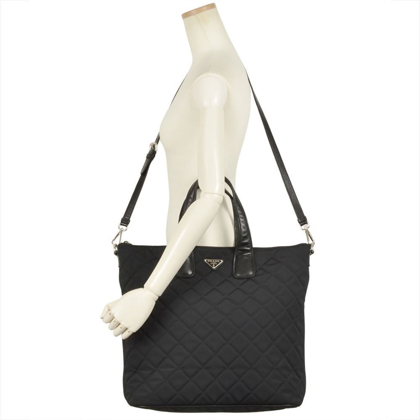 PRADA Quilted Tote Bag Nylon Leather