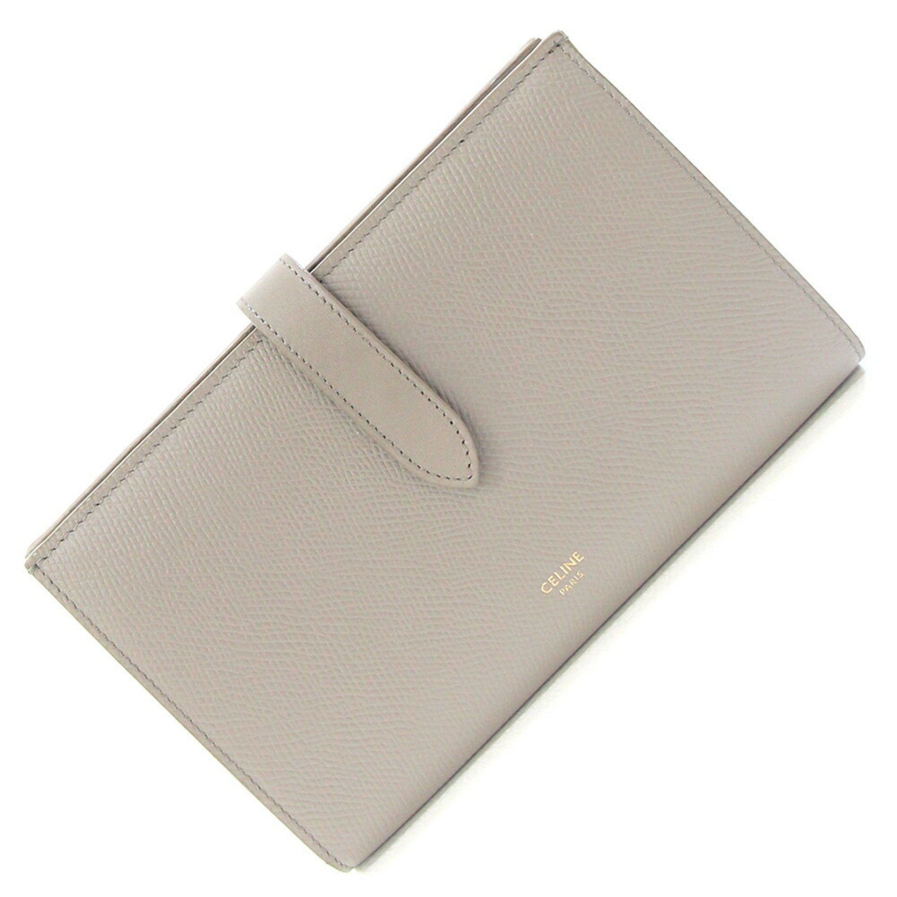 Celine Bi-fold Long Wallet with Large Strap, Greige Leather