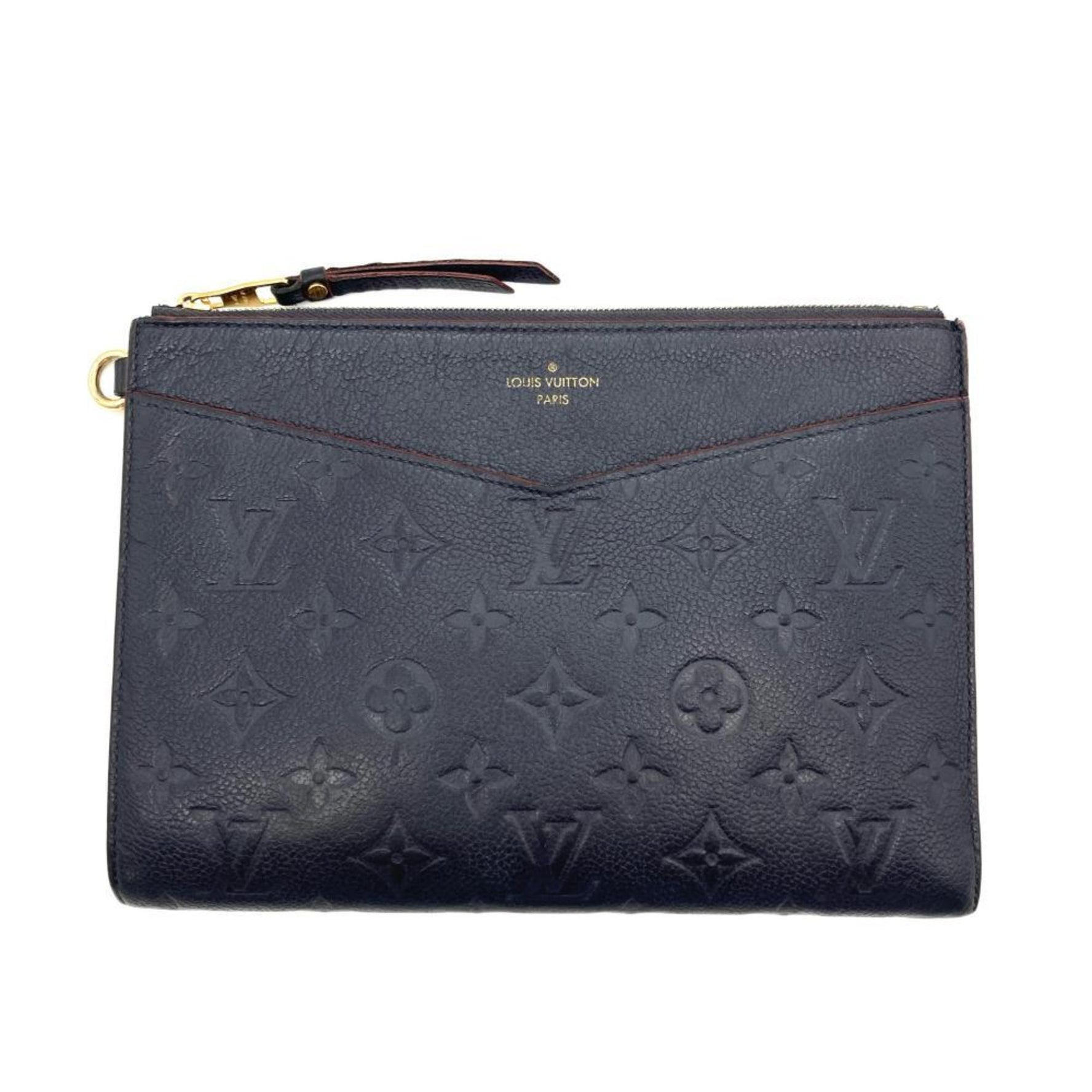 Louis Vuitton Pochette Melanie MM Clutch Bag Monogram Empreinte Navy Marine Rouge