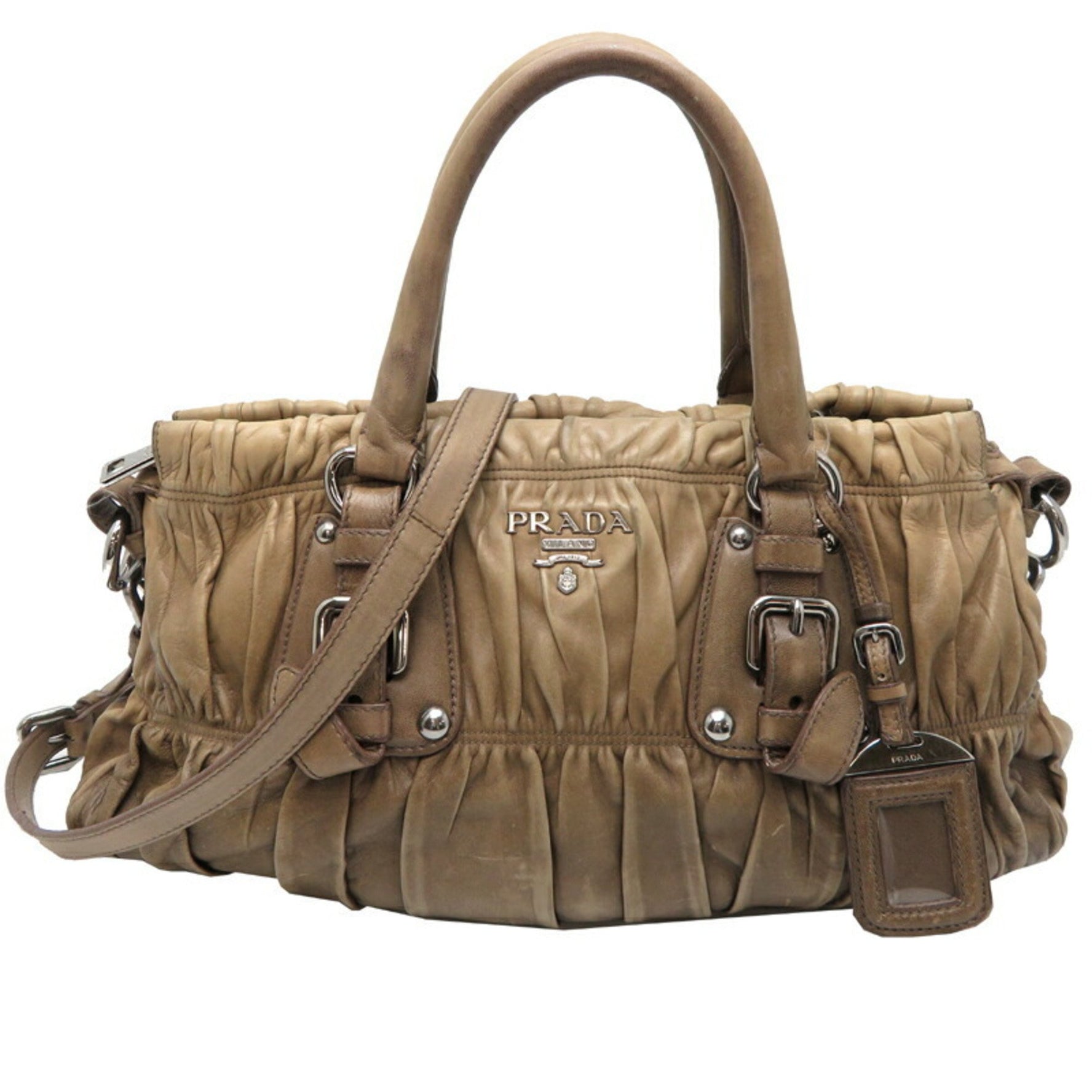 Prada bag handbag leather khaki (beige)