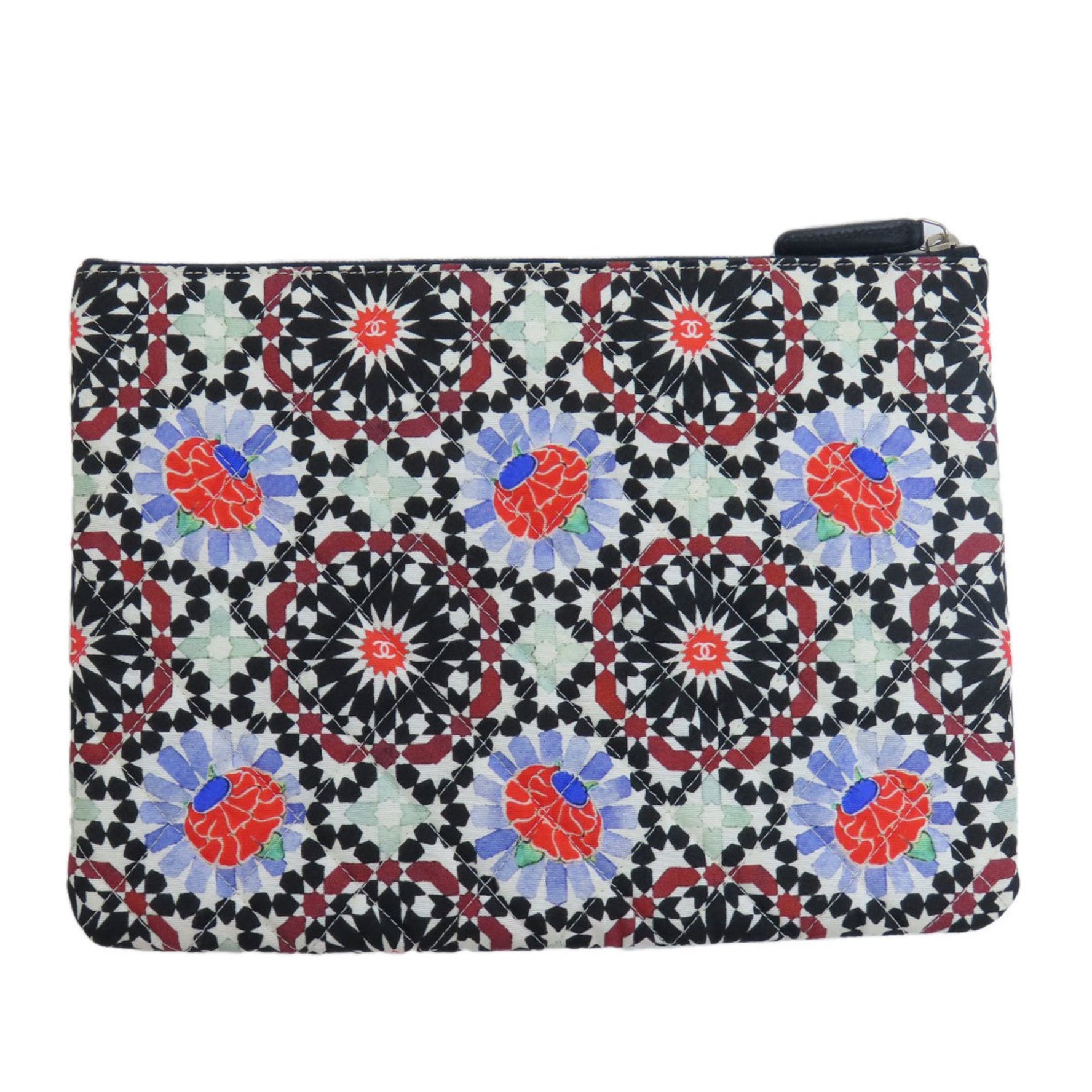 Chanel Coco Mark Flower Motif Pouch Canvas