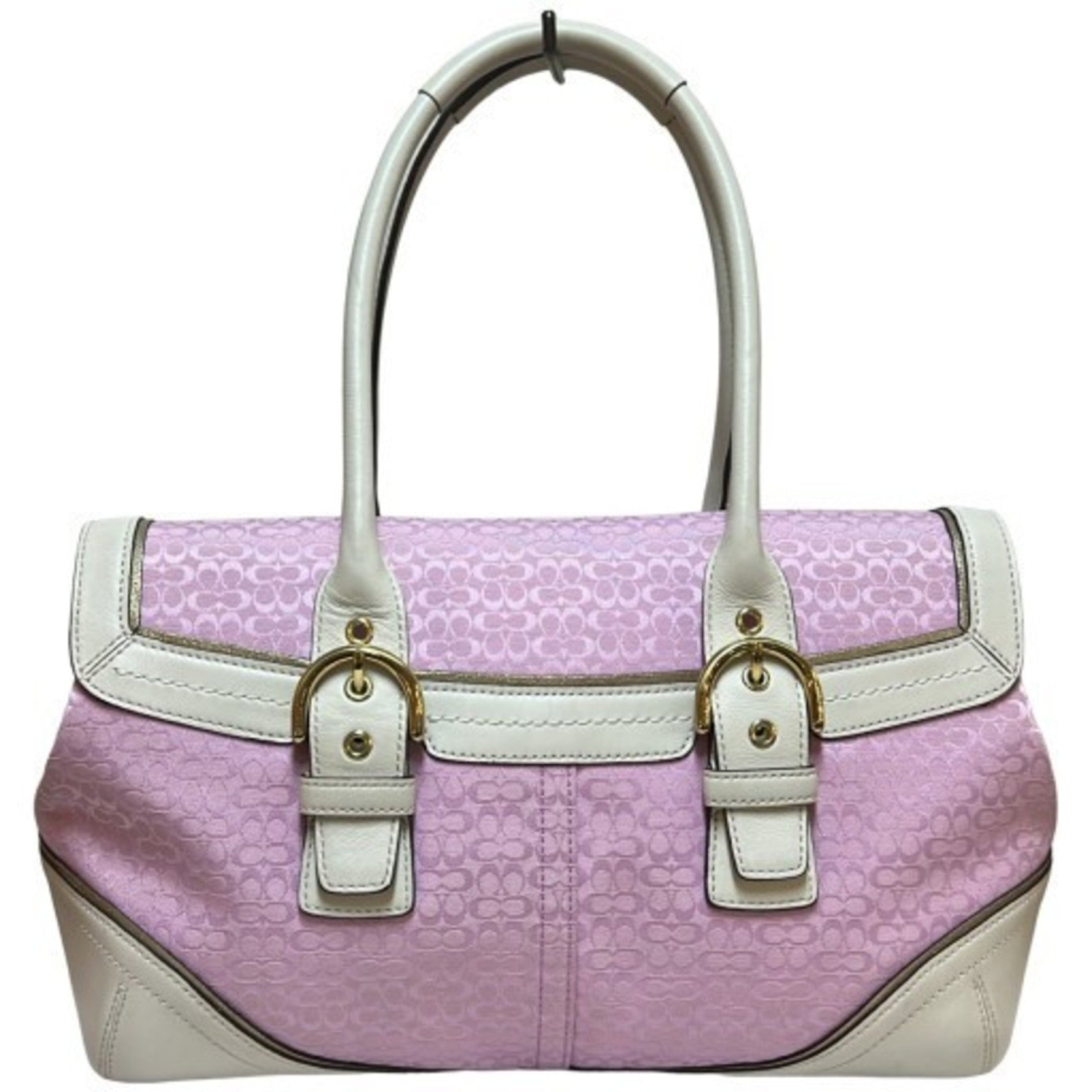 COACH Mini Signature Soho Canvas and Leather Handbag 1458 Pink with White Flap, SOHO Mikunigaoka Store ITJYZQJTPKWG