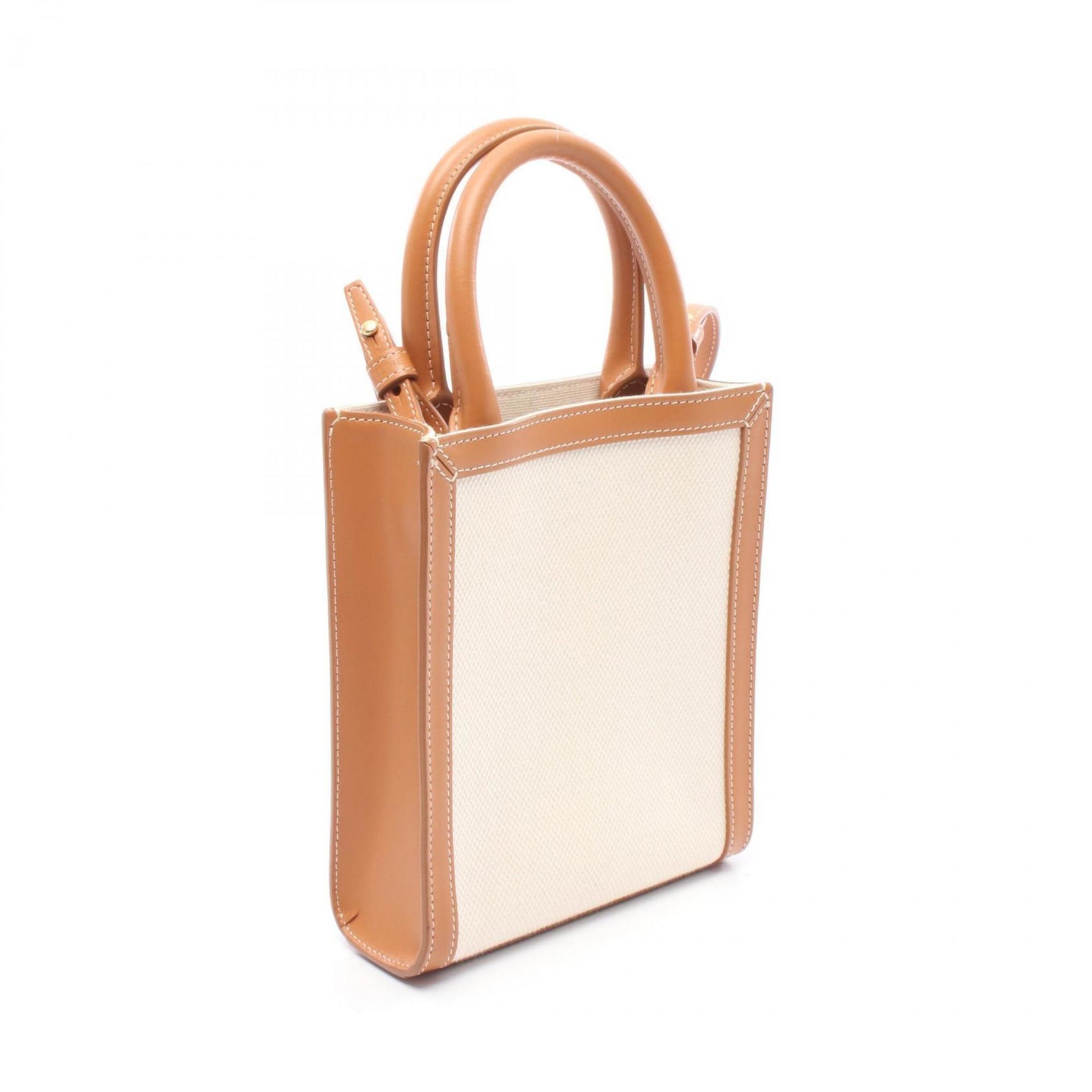 Celine Mini Vertical Cabas Handbag, Canvas and Leather, Ivory Brown