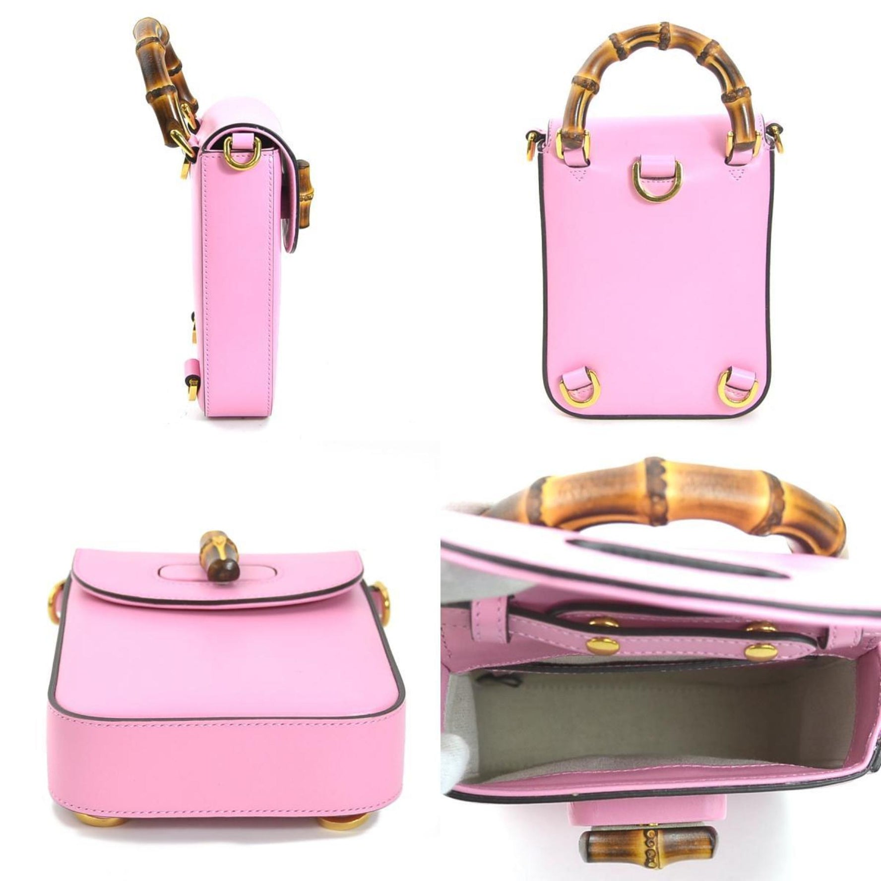 GUCCI Shoulder Bag Backpack Bamboo Leather Gold