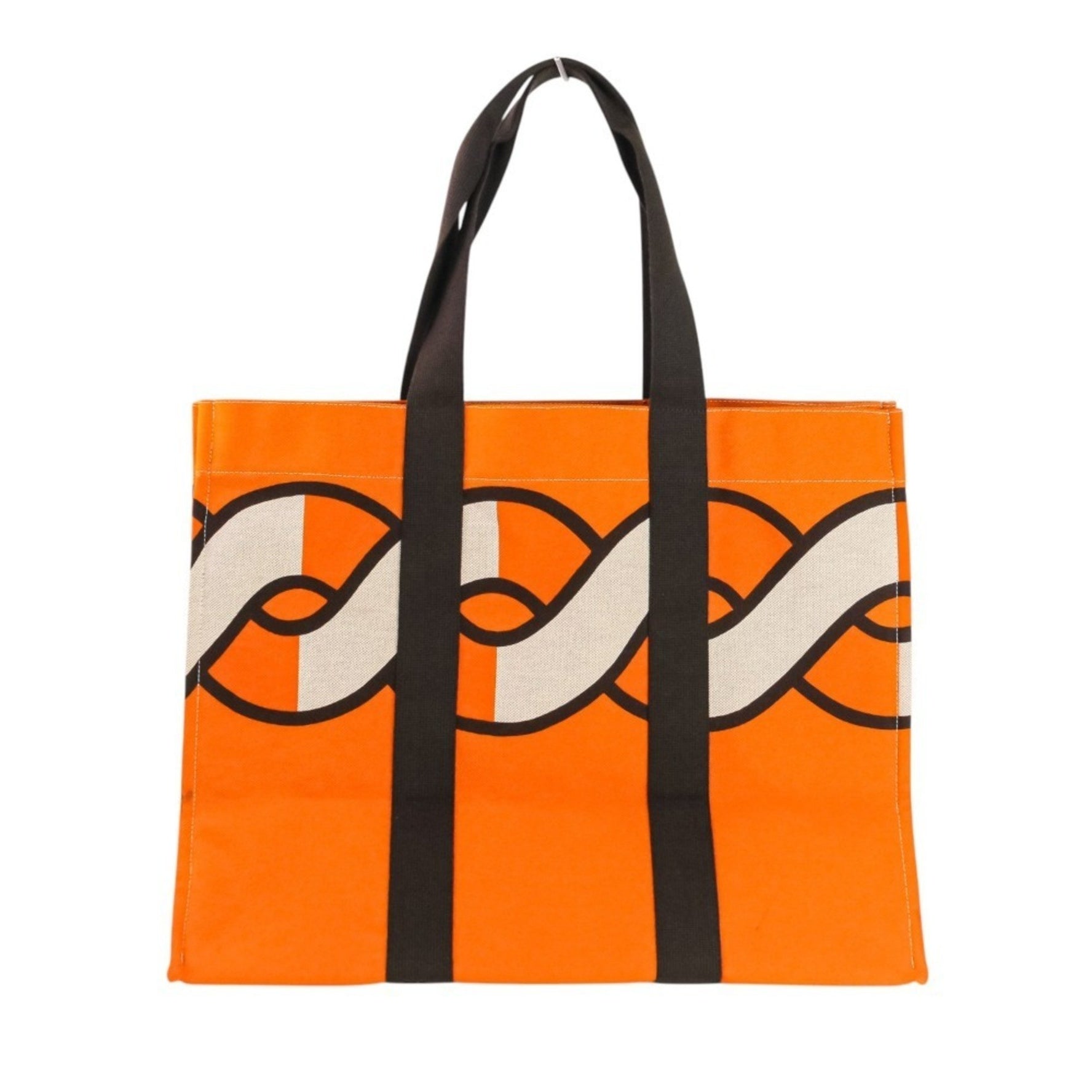 HERMES Sebas de Plage Tote Bag Beach Torsade Marine Orange Brown