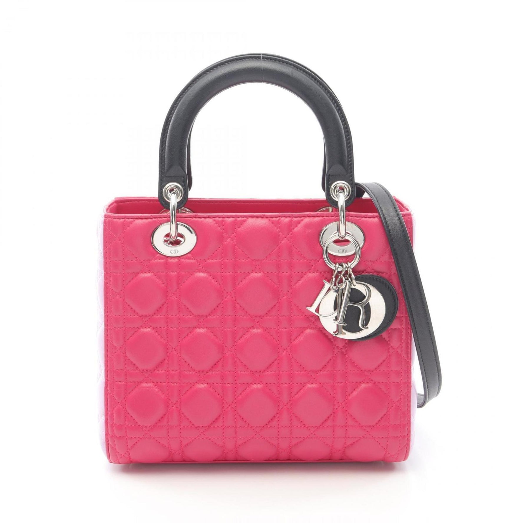 Christian Dior Dior Lady handbag, leather, pink and black